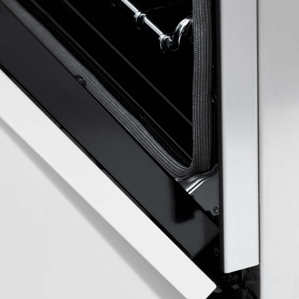 ZLINE Autograph Edition 60-Inch Dual Fuel Range - 7.4 cu.ft Capacity, 9-Burner Gas Cooktop & 2 Electric Convection Ovens - Satin Stainless Steel with White Matte Doors & Champagne Bronze Accents (RASZ WM 60 CB) - Perfect for Professional Home Chefs & Luxury Kitchen Remodels