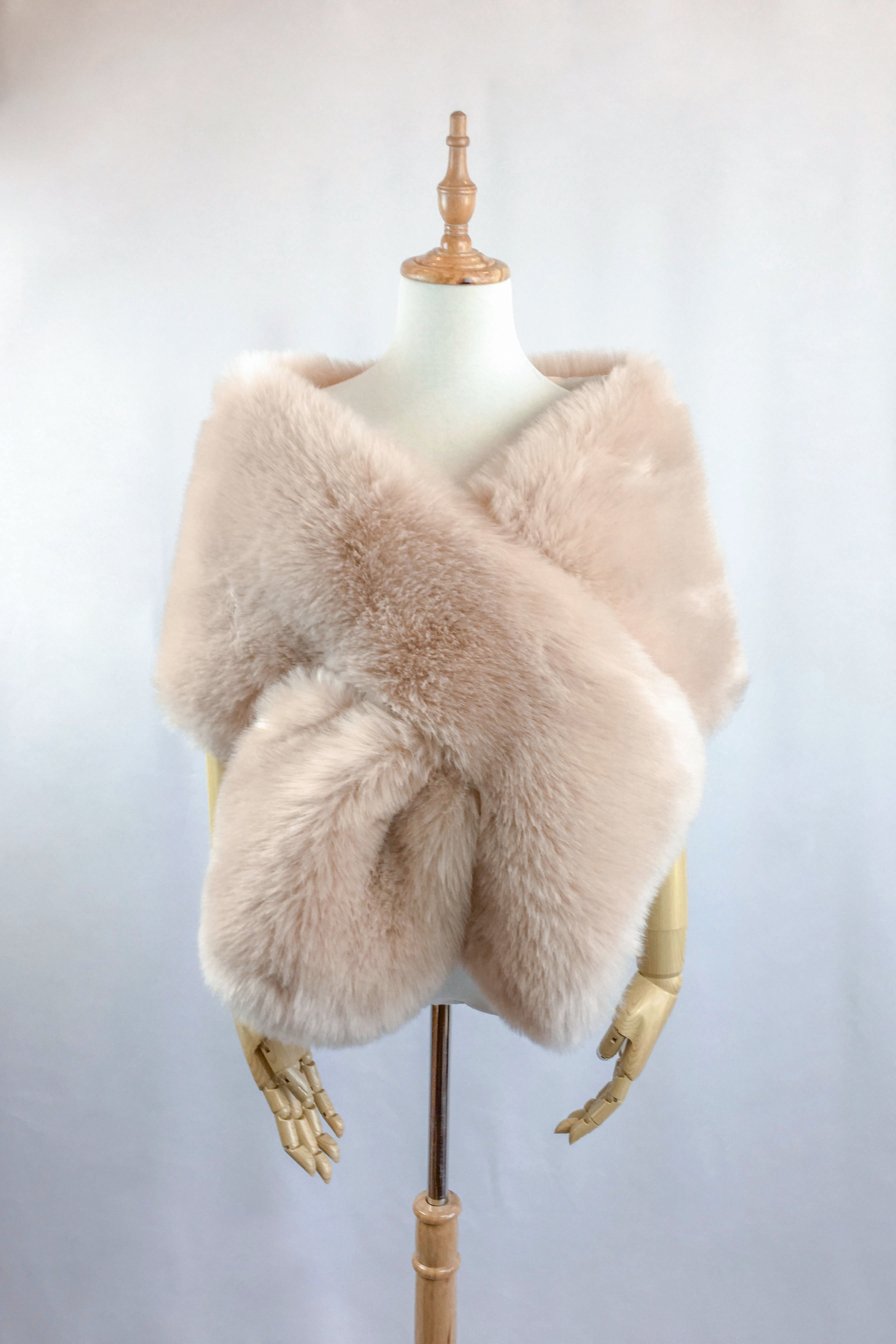 Blush Faux Fur Shawl Wrap - Soft & Luxurious Winter Scarf for Women (Lilian Blu01) | Perfect for Evening Parties, Weddings & Cold Weather Fashion