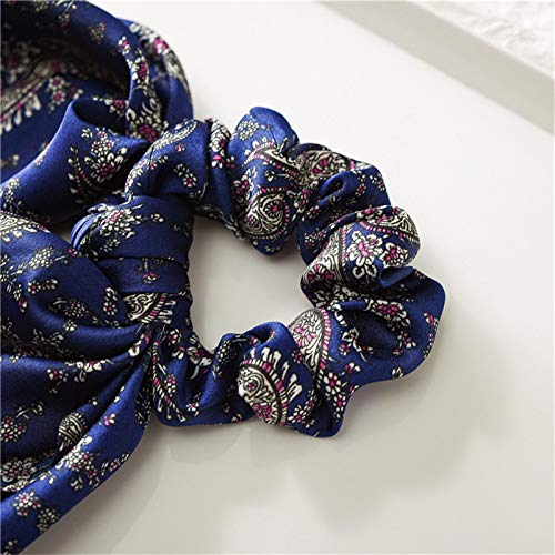 6Pcs Floral Print Scrunchie Set for Women - Fashion Hair Bows, Elastic Hair Ties, Ribbon Hair Accessories for Girls - Perfect for School, Work, and Everyday Style