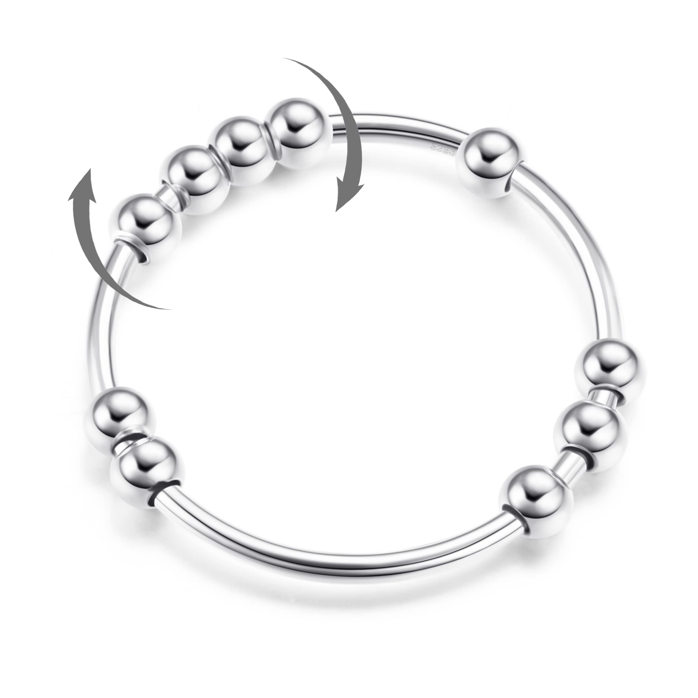 Anxiety Relief Spinner Ring for Women & Men - Stainless Steel Fidget Ring for Stress & Anxiety - Adjustable Size 6-11 - Perfect for Engagement, Wedding & Promise Rings - Great for Office, Travel & Daily Stress Relief