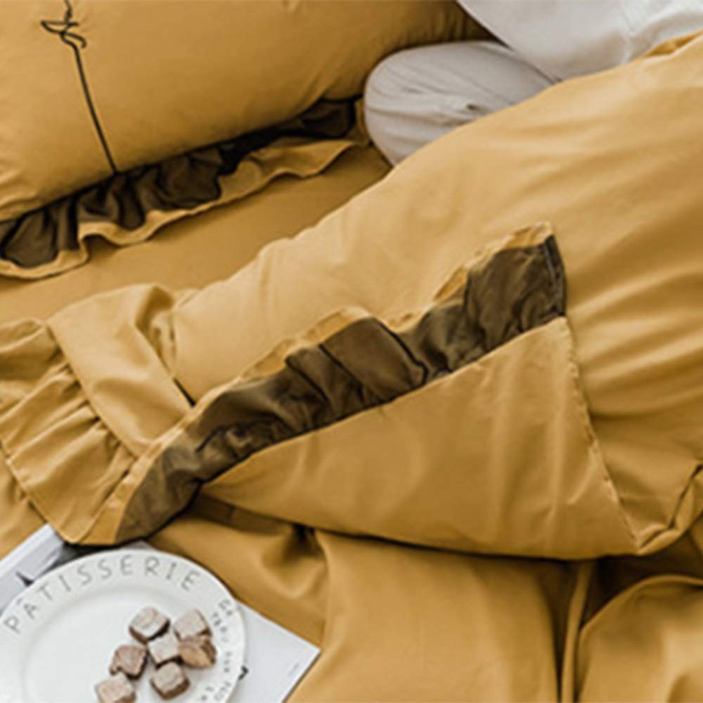 Premium 4-Piece Cotton & Polyester Blend Bedding Set - Soft Duvet Cover & Pillowcases (Yellow, Standard Size) - Perfect for Guest Rooms, Dorms & Cozy Bedrooms