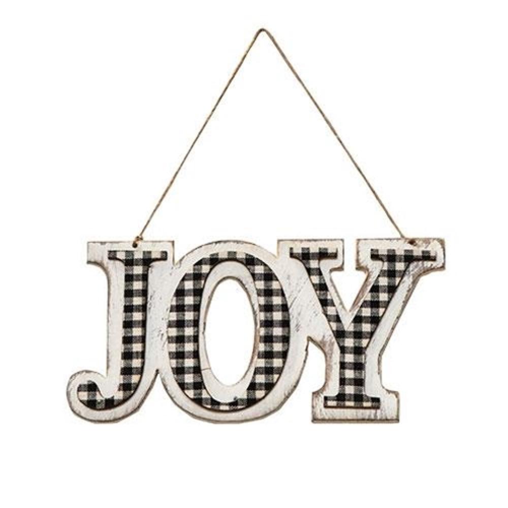 Black & White Plaid JOY Hanger - Christmas Tree Ornament, Holiday Home Decor, Gift for Friends & Family - Perfect for Xmas Decorations, Party Favors, and Festive Wall Hangings