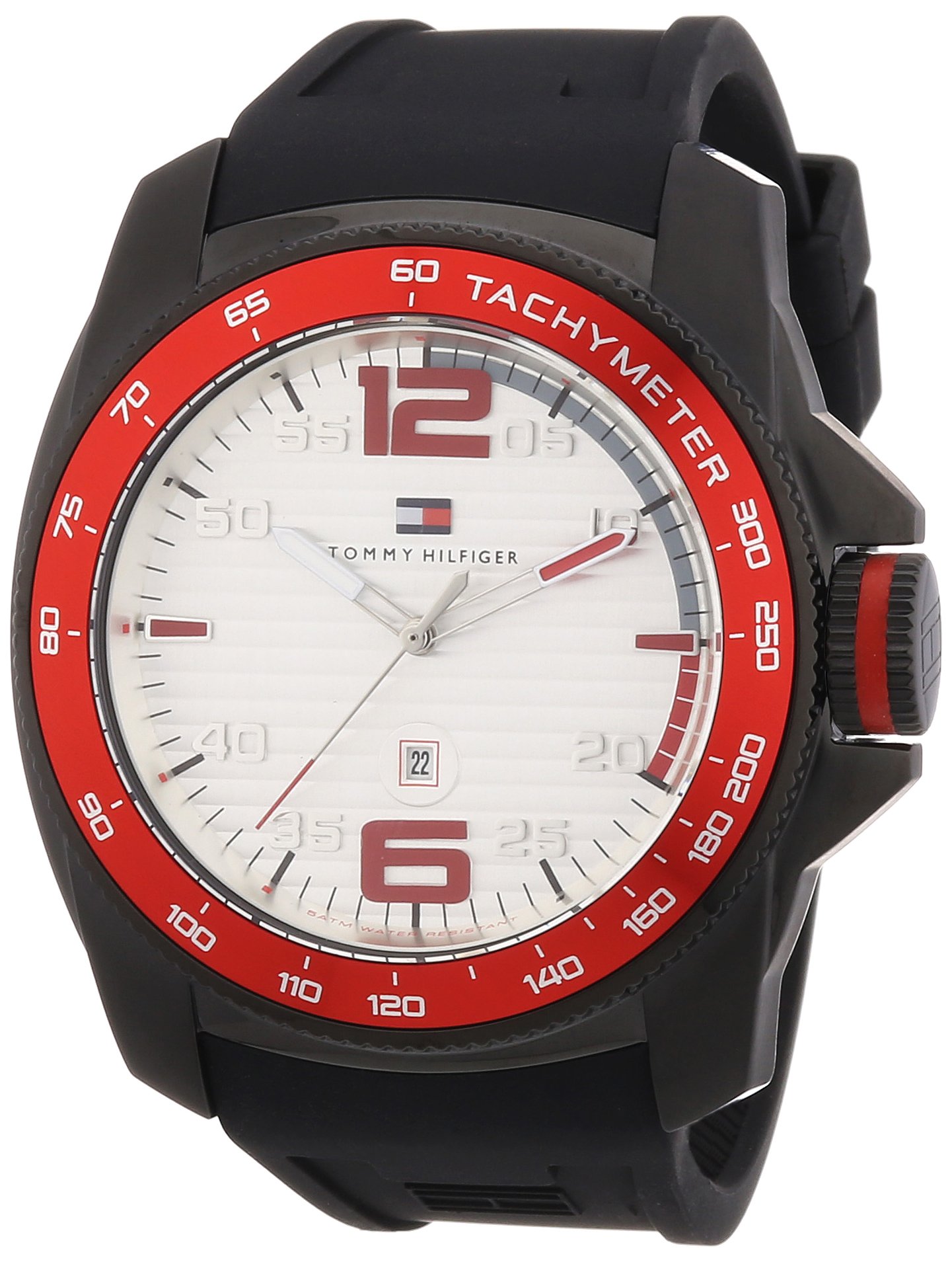 Tommy Hilfiger Men's Windsurf Black Silicone Watch - Waterproof Casual & Sporty Wristwatch for Everyday Wear, Gym, and Outdoor Activities