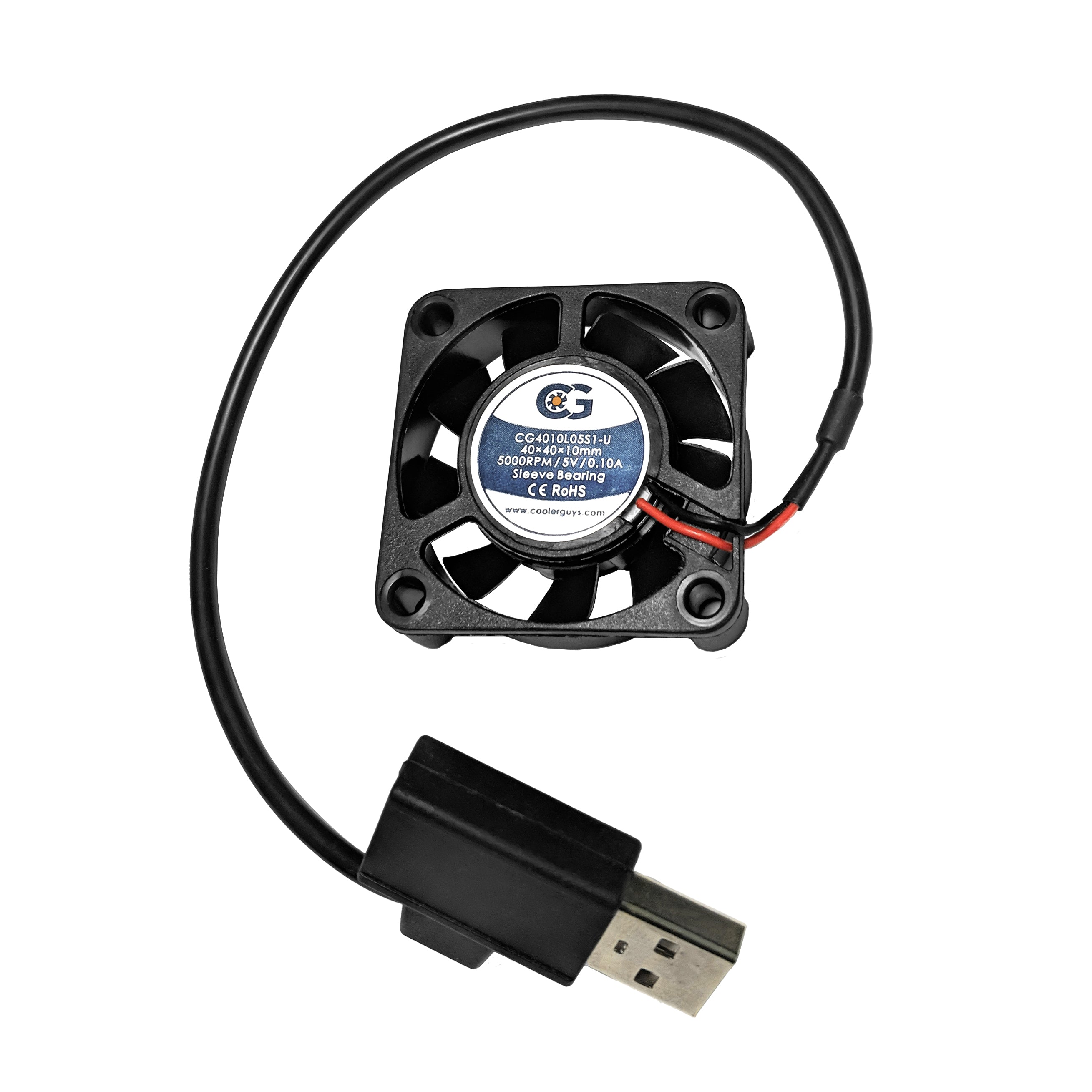 Coolerguys 40mm x 40mm x 10mm USB Cooling Fan - High Speed Quiet Computer Case Fan for PC, Laptop, Gaming Rig & Electronics Cooling