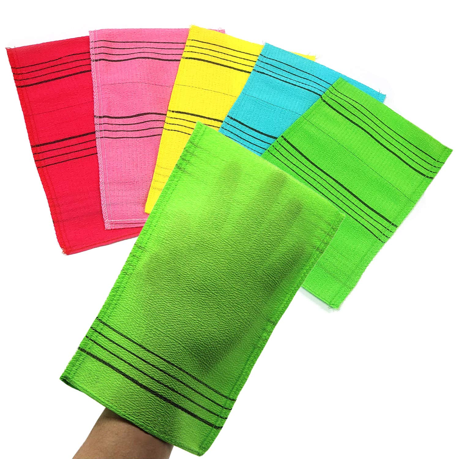 Korean Exfoliating Mitt - Large Size for Deep Body Scrub, 5 Colors (Red) - Reusable Exfoliating Washcloth for Dry Skin & Dead Skin Removal - Perfect for Spa, Shower & At-Home Skincare Routine