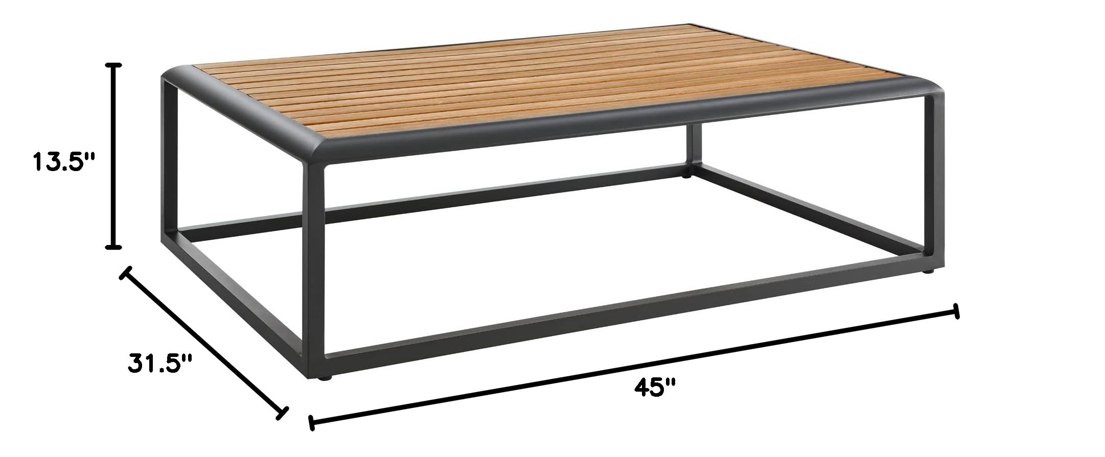 Modway EEI-3021-GRY-NAT Outdoor Patio Coffee Table - Weather-Resistant Gray & Natural Finish - Perfect for Backyard, Poolside & Garden Relaxation