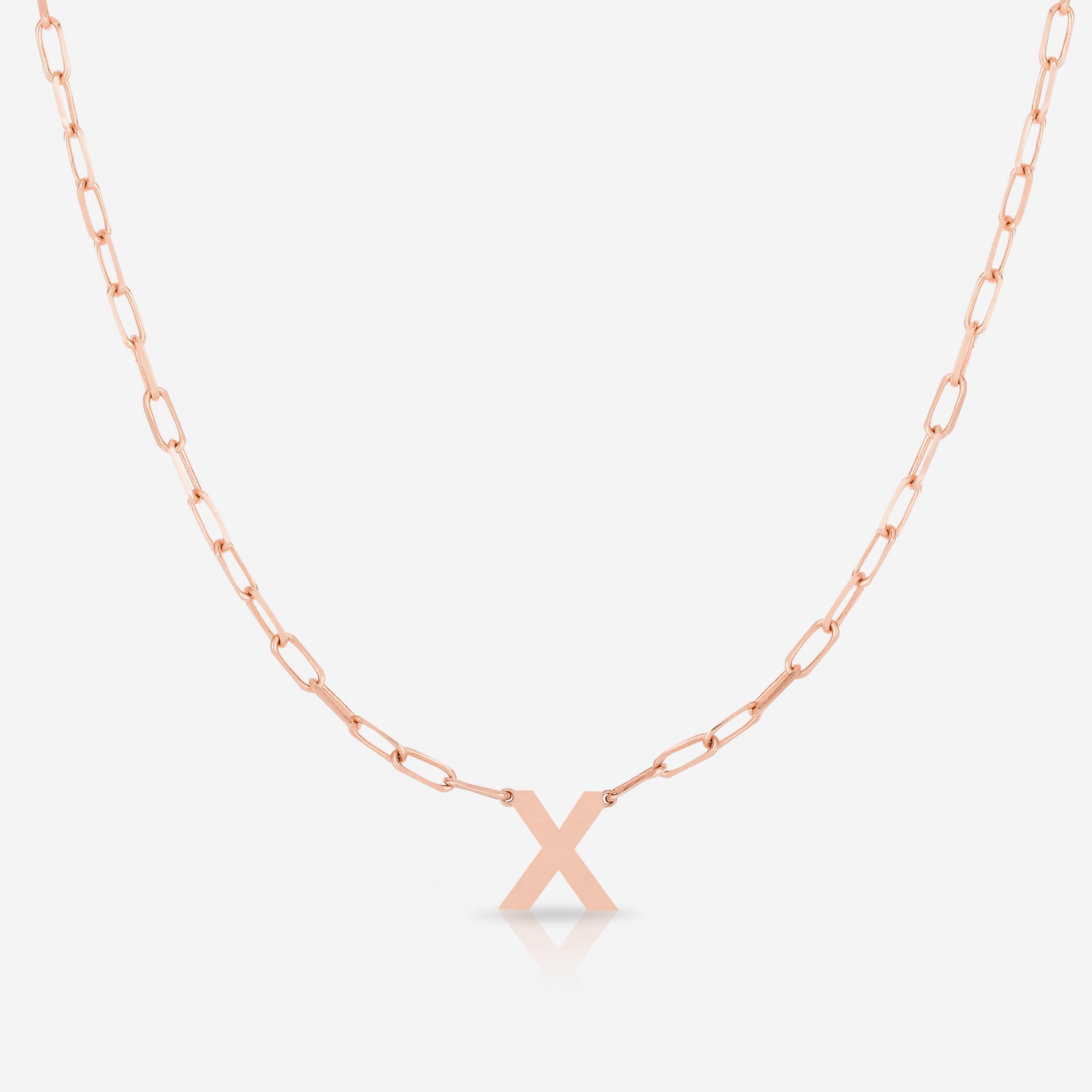 Block Initial & Link Chain Necklace for Women - Personalized Name Letter Pendant Jewelry Gift for Birthday, Anniversary, Valentine's Day | Everyday Wear, Layering, Special Occasions