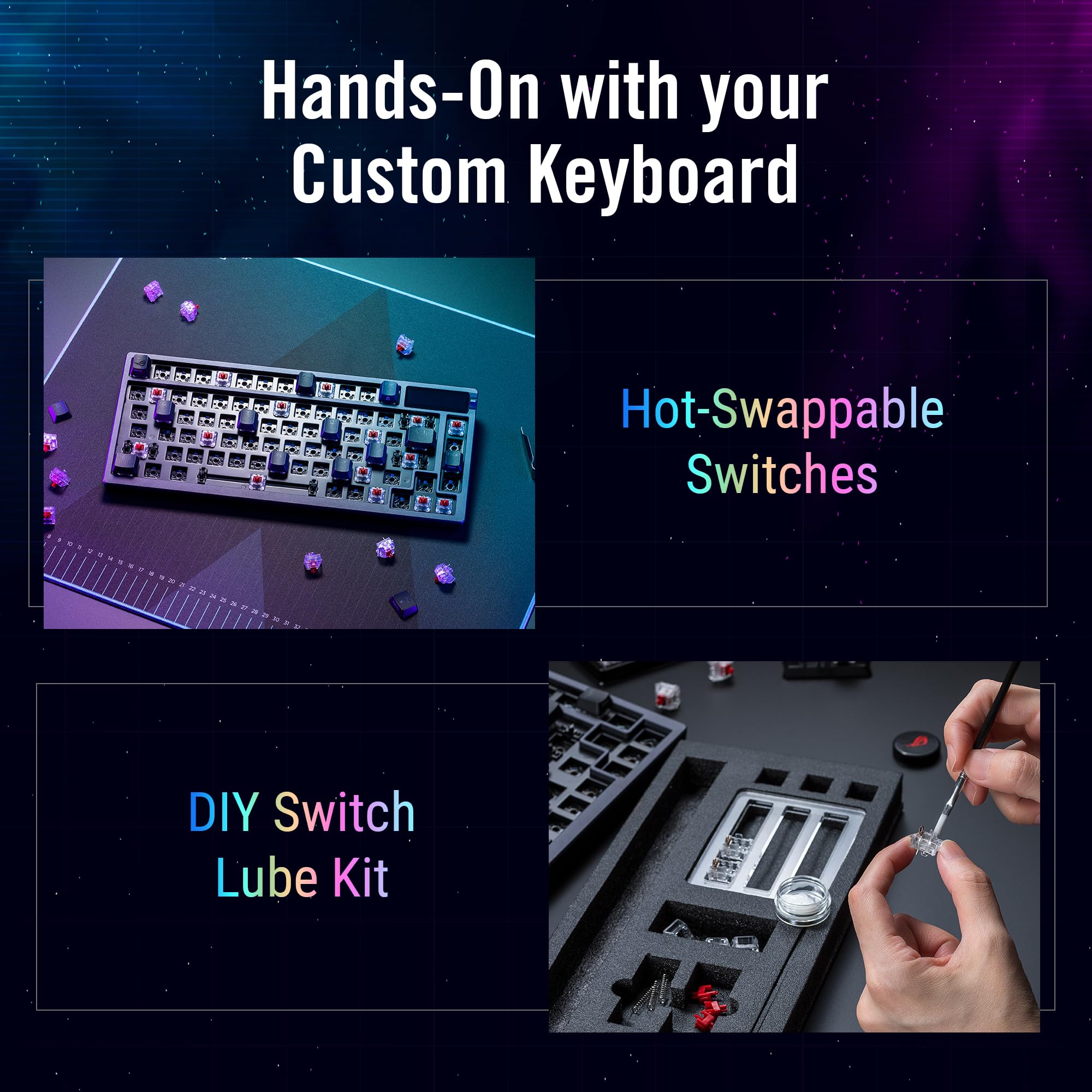 ASUS ROG Azoth 75% Wireless Custom Mechanical Gaming Keyboard - Hot-Swappable NX Brown Switches, OLED Display, RGB Backlit, Gasket Mount Design for PC & Mac Gamers - Perfect for Esports, Streaming & Office Work