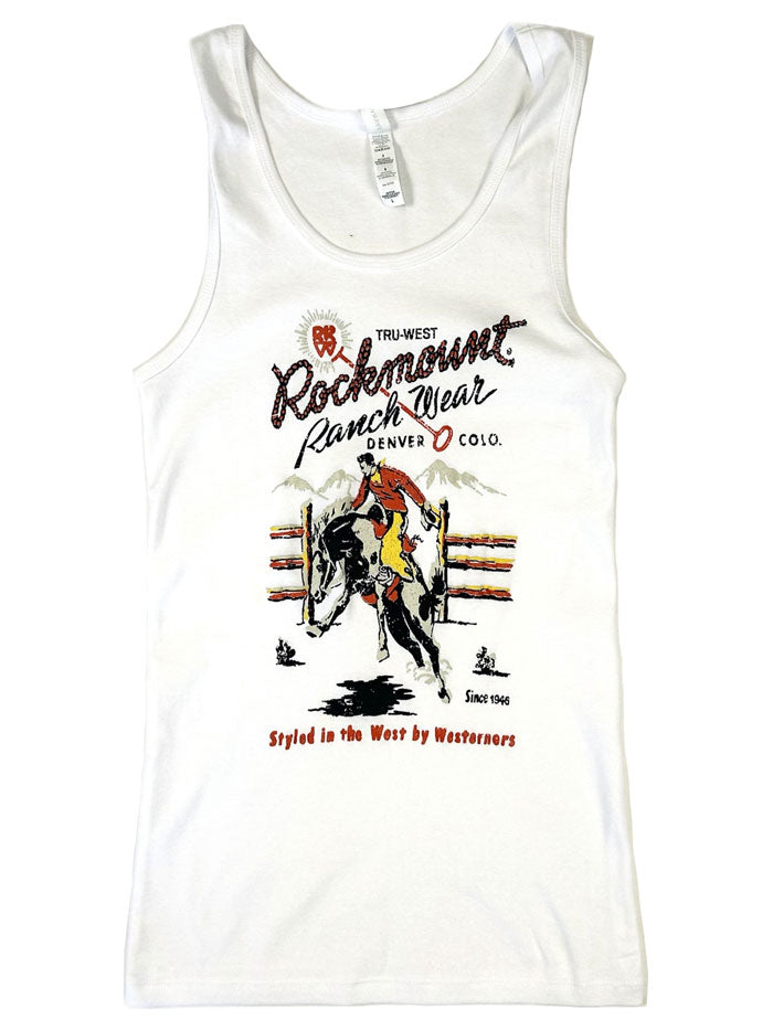 Rockmount TS 350 WHT Women's Western Bronc Tank Top - White | Rodeo, Cowgirl Fashion & Summer Outfit Essential