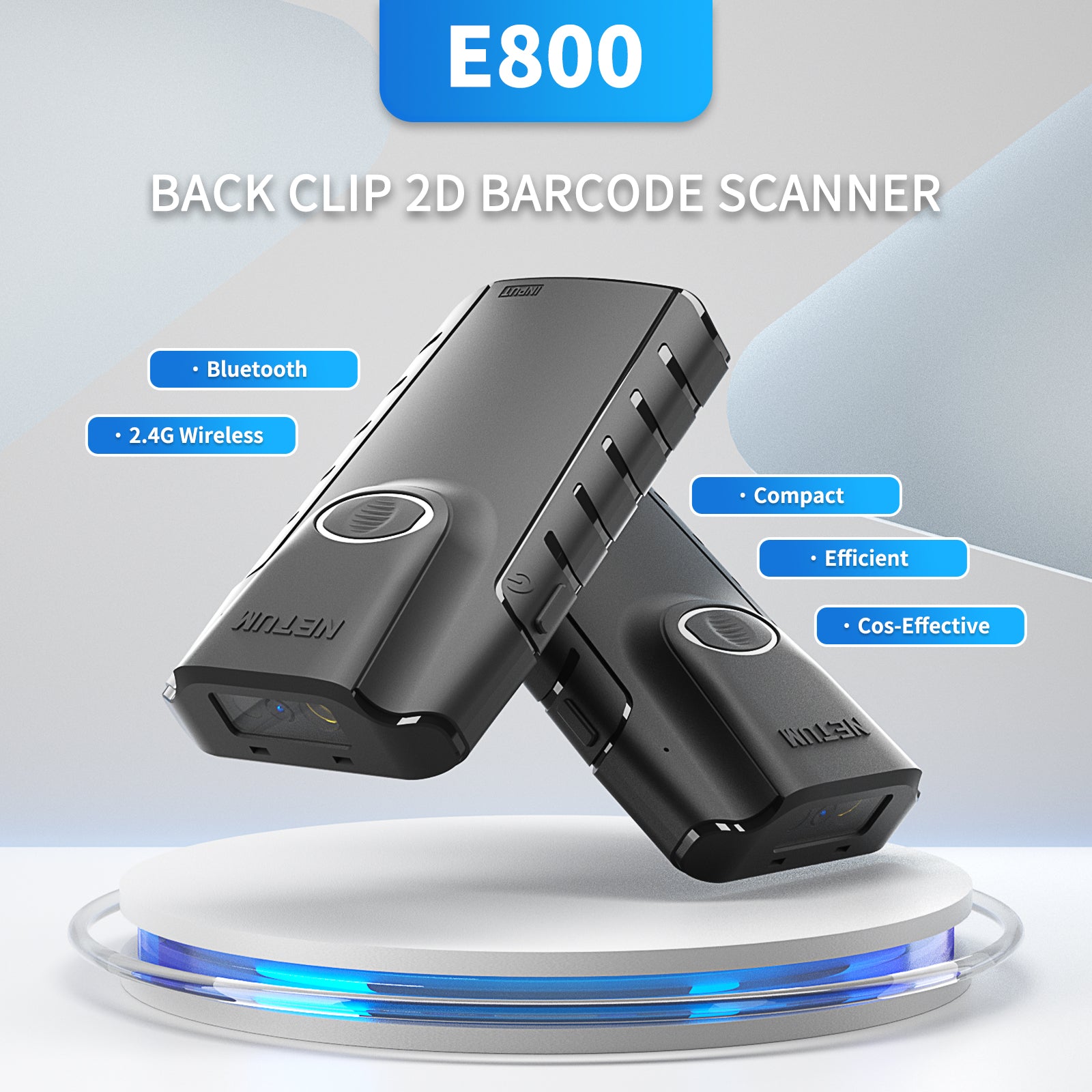 E800 2D Wireless Barcode Scanner - Fast & Accurate QR Code Reader for Retail, Warehouse & Inventory Management | USB & Bluetooth Connectivity