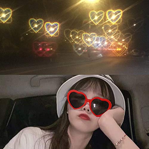 Heart-Shaped Red Glasses with Case - Trendy Heart Frame Sunglasses for Women & Men - Perfect for Valentine's Day, Cosplay, and Fashion Accessories