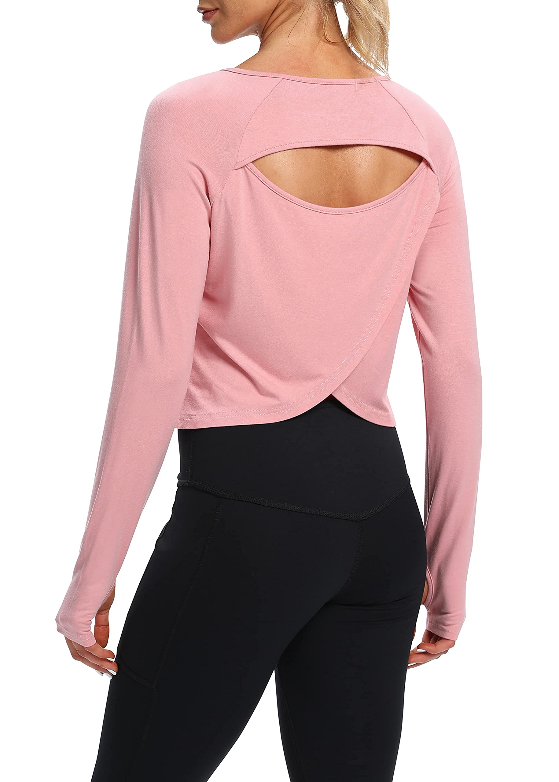 Bestisun Women's Cute Long Sleeve Workout Shirts - Running, Yoga & Gym Crop Tops - Breathable Athletic Top for Fitness & Casual Wear