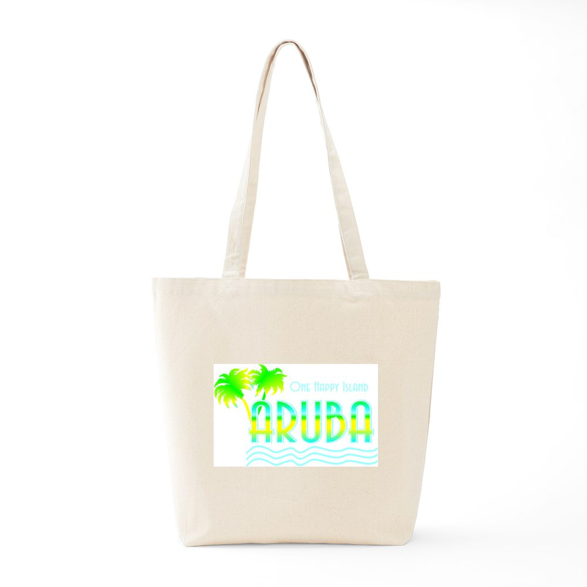 Aruba Palm Trees Canvas Tote Bag - Eco-Friendly Reusable Shopping Bag for Beach, Grocery & Travel | Natural Cotton Carryall