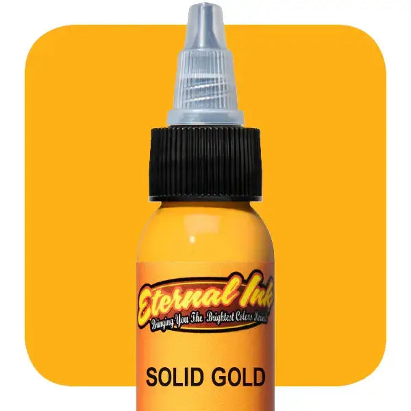 Solid Gold Eternal Ink - 1 oz Premium Tattoo Ink for Professional Artists & Tattoo Enthusiasts | Long-Lasting, Vibrant Colors for Custom Tattoos & Body Art
