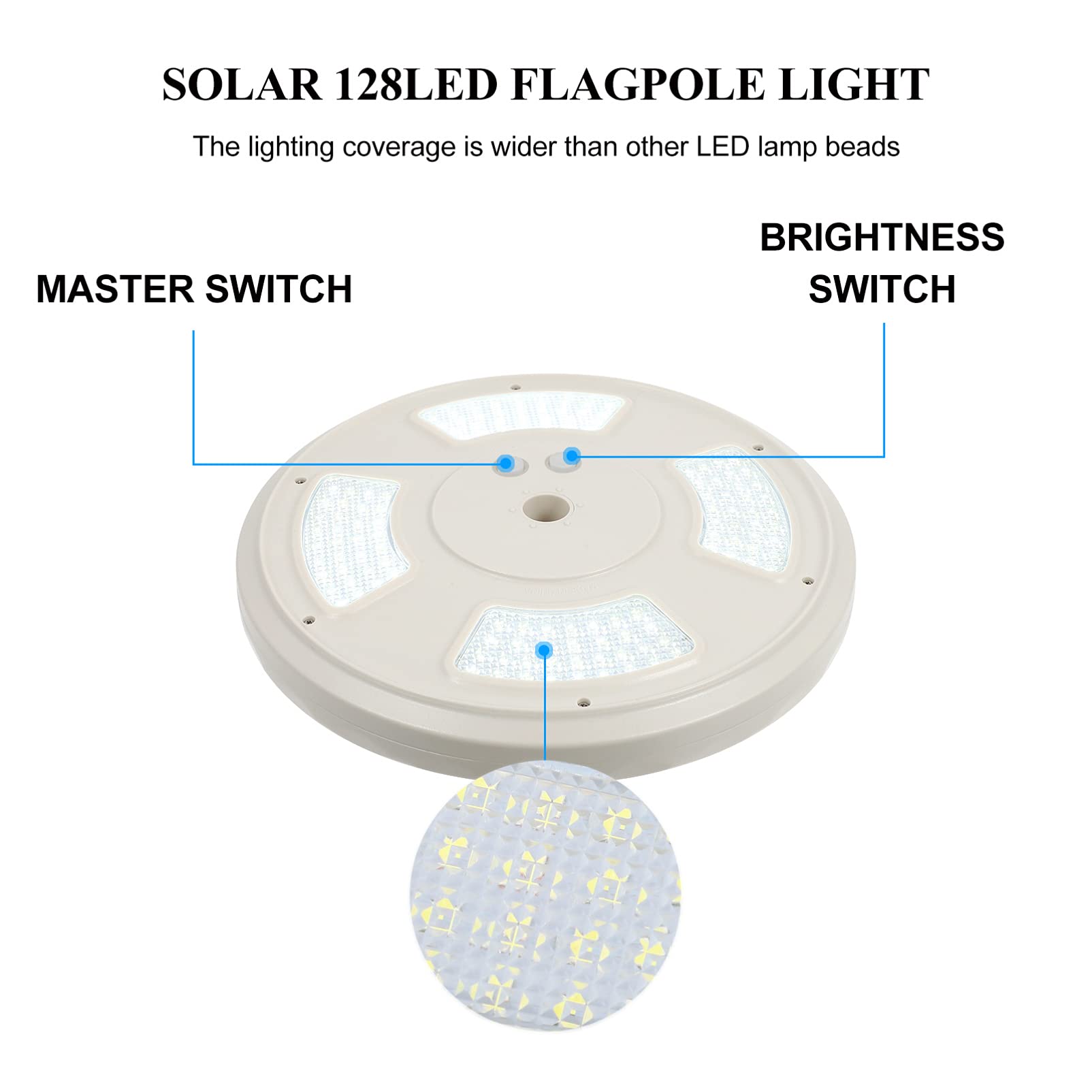 ULTECHNOVO Solar Flag Pole Light - Waterproof LED Solar Garden Light with Downlight for Outdoor Flagpole, Yard & Pathway Lighting | Solar Powered, Energy Efficient, Weather Resistant for Year-Round Use