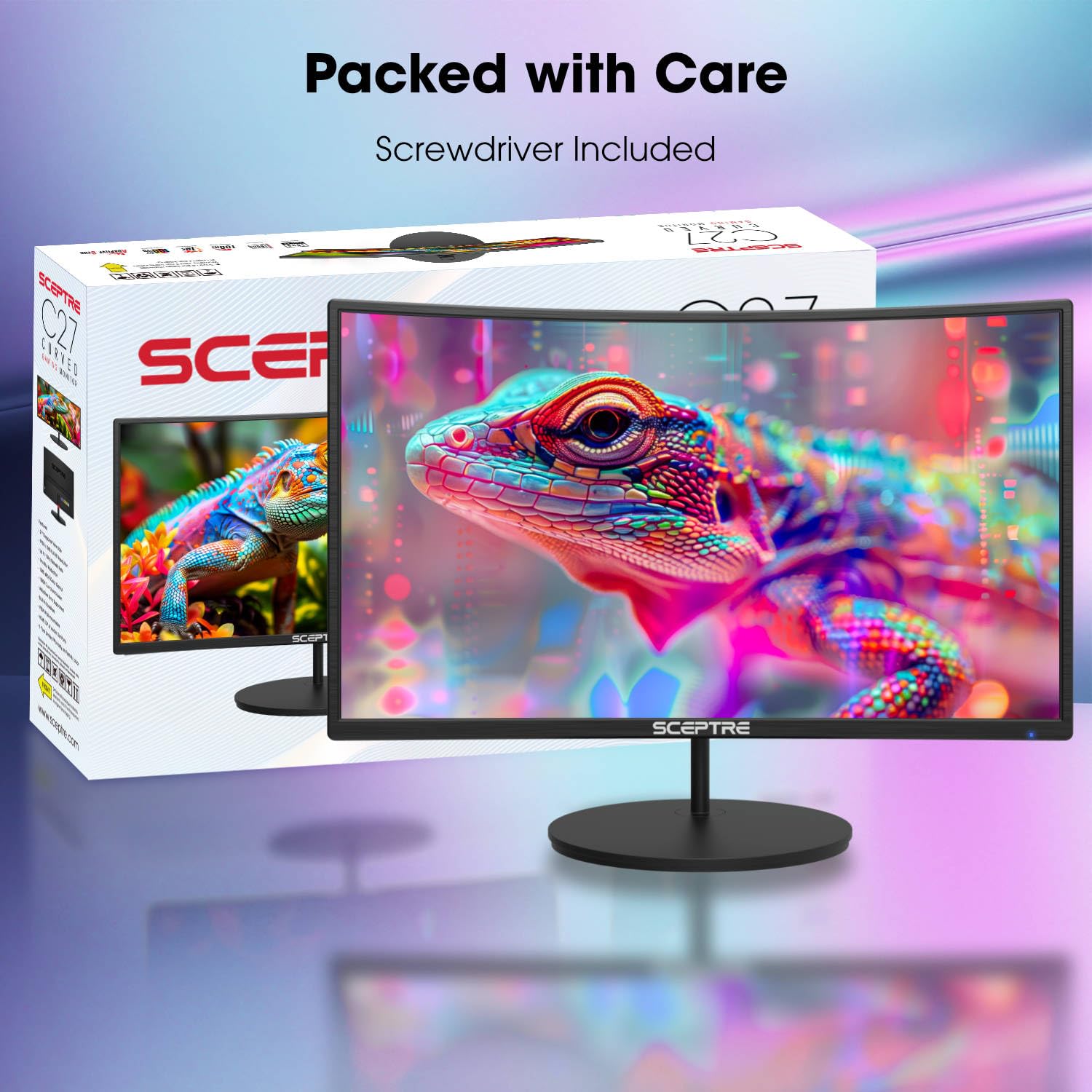 Sceptre 27-Inch Curved Gaming Monitor - Full HD 1080p, 75Hz Refresh Rate, HDMI & VGA Ports, Built-in Speakers, Ultra-Thin Bezel Design - Perfect for Home Office, Gaming & Entertainment (C275W-1920RN)