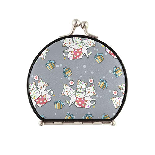 Portable Folding Makeup Mirror with 2x & 1x Magnification - Cute Cat Design Compact Mirror for Women, Perfect for Travel, Purse & Christmas Gifts (Great for Home, Office & On-the-Go Touch Ups)