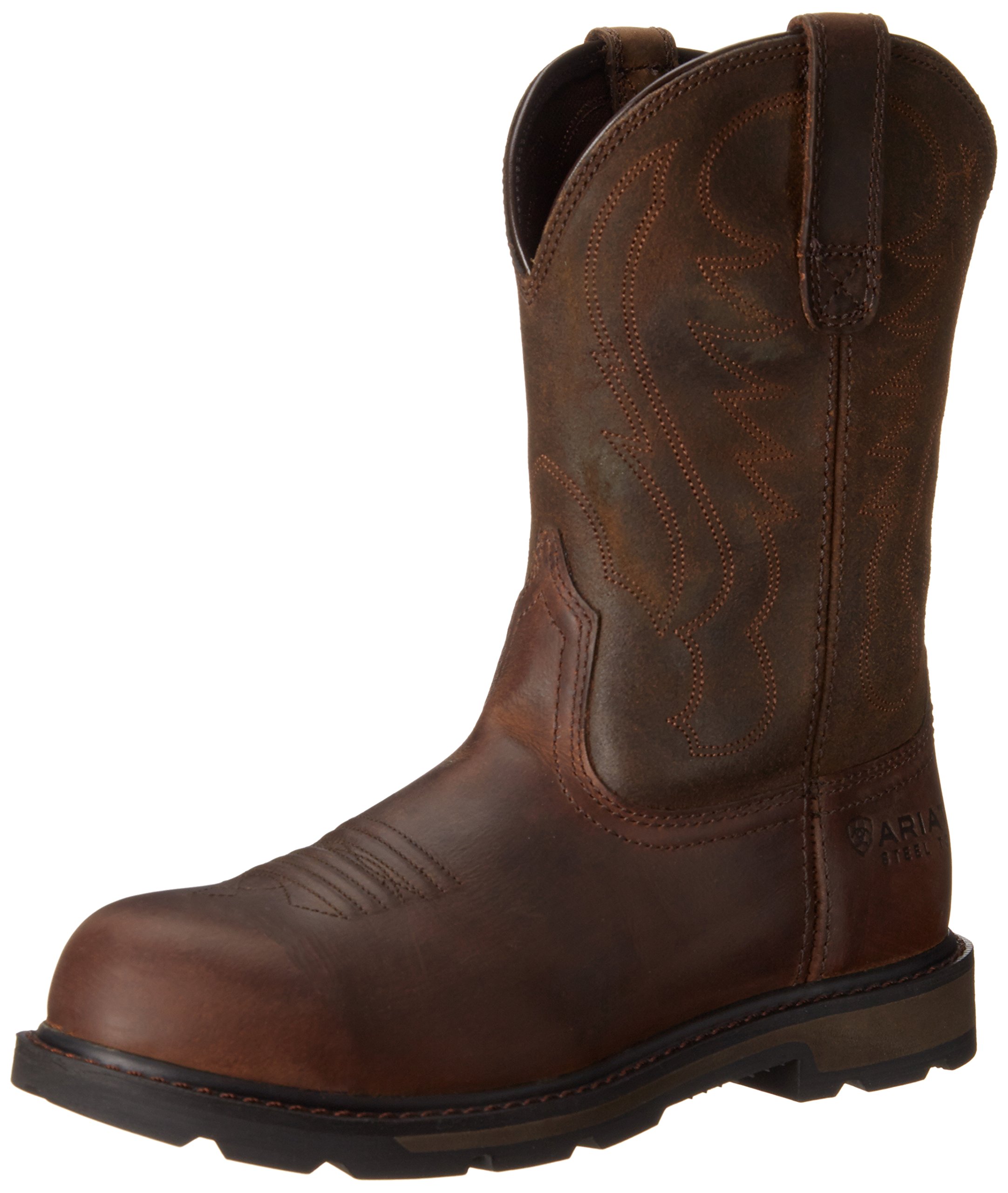ARIAT Men's Groundbreaker Pull-On Steel Toe Work Boots - Waterproof & Slip Resistant for Construction, Warehouse & Outdoor Work