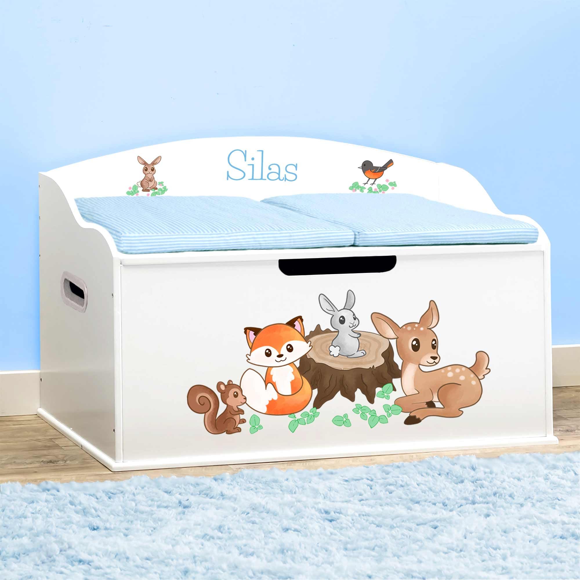 DIBSIES Personalized Woodland Creatures Toy Storage Box - White Creative Kids Room Organizer for Toys, Books & Nursery Decor | Perfect for Playrooms, Bedrooms & Gift Ideas