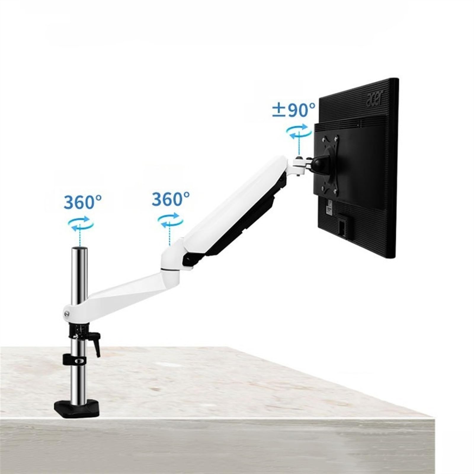 Adjustable Gas Spring Single Monitor Arm Stand for 15-32 Inch Screens (4.4-17.6 lbs) - Ergonomic VESA Mount with Grommet Base (300mm) - Perfect for Home Office, Gaming Setup & Workspace