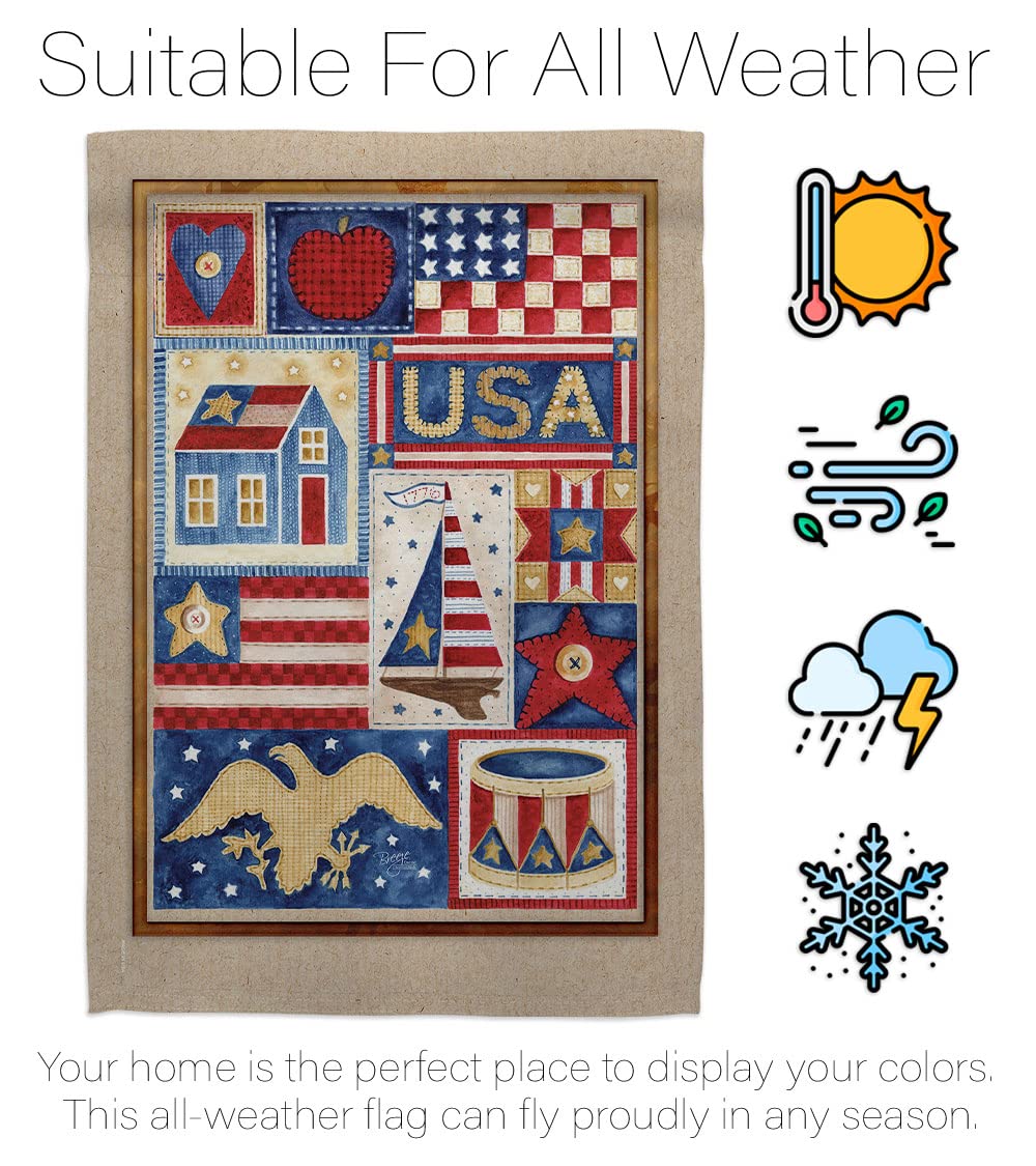 USA Patriotic House Flag Set 28x40 with Flagpole - Breeze Decor for Outdoor Decor