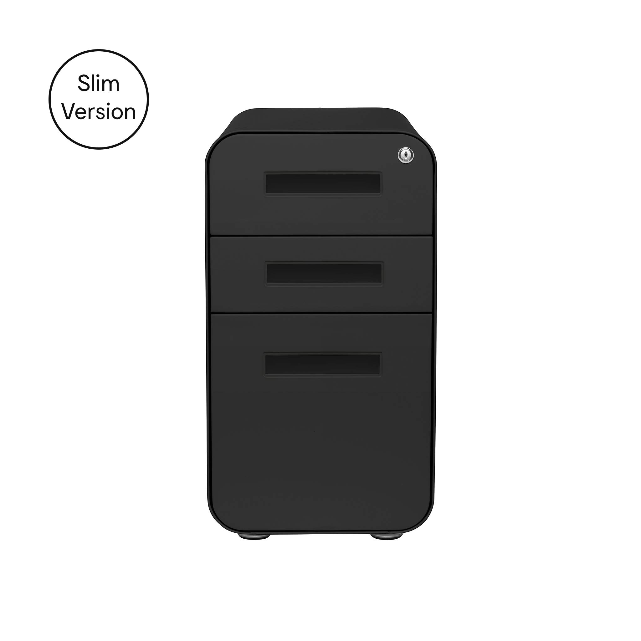 Laura Davidson 3-Drawer Mobile File Cabinet with Lock - Under Desk Metal Filing Cabinet for Legal/Letter Folders, Wheels & Adjustable Feet, Pre-Assembled Black - Perfect for Home Office, Small Business & Workspace Organization