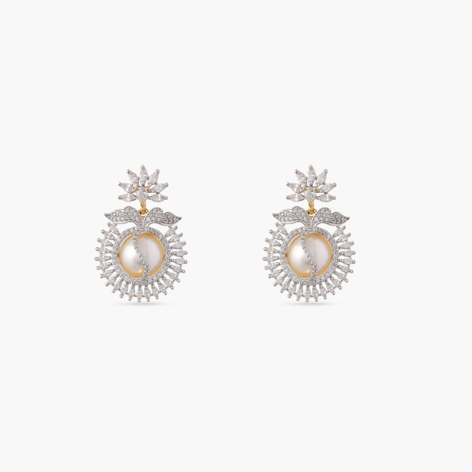 Reita CZ Pearl Stud Earrings for Women - 14K Gold Plated Cubic Zirconia & Freshwater Pearl Jewelry - Perfect for Weddings, Parties & Everyday Elegance