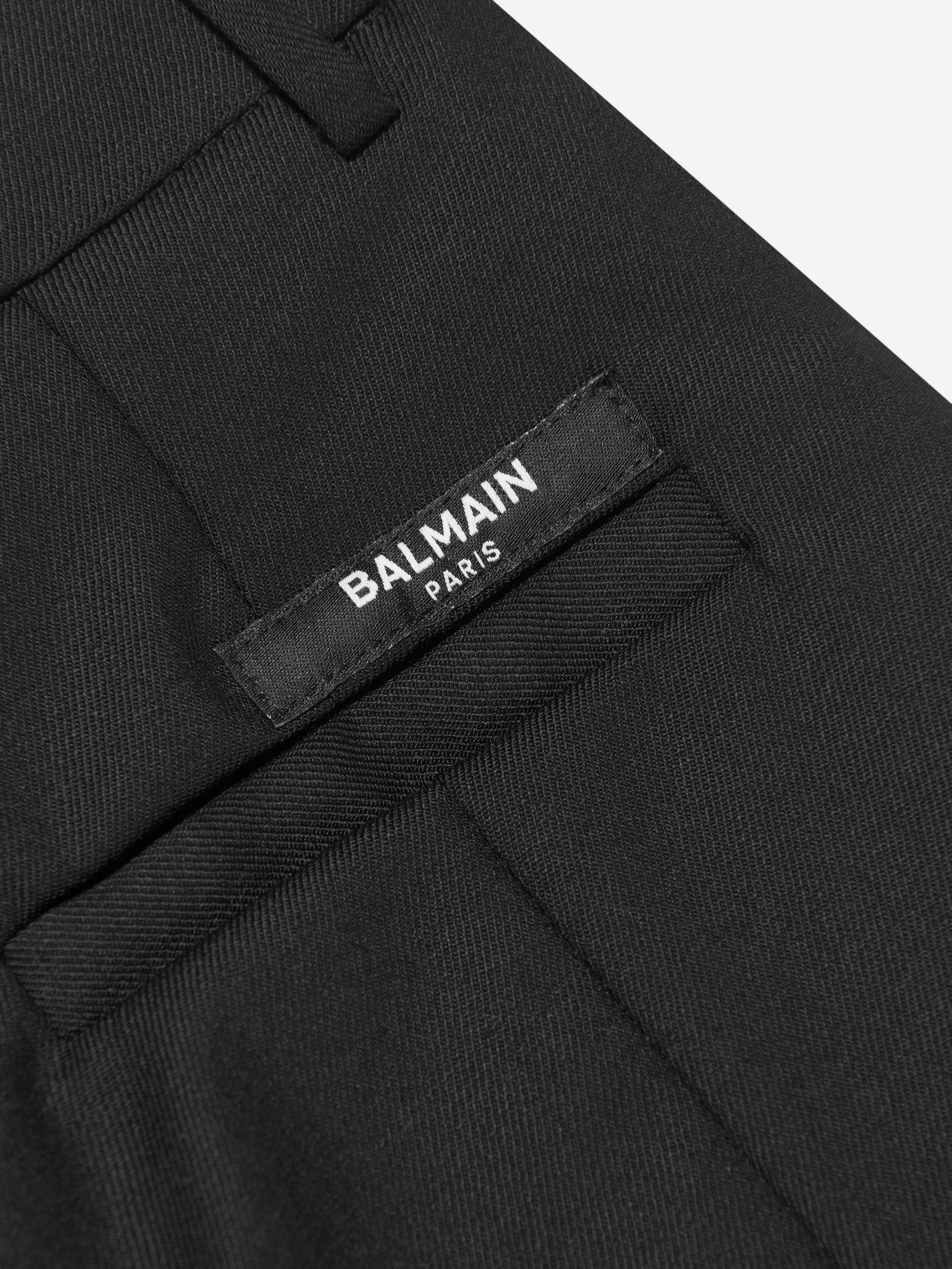 Balmain Girls Black Wool Suit Pants - Elegant Formal Wear for School, Parties & Special Occasions