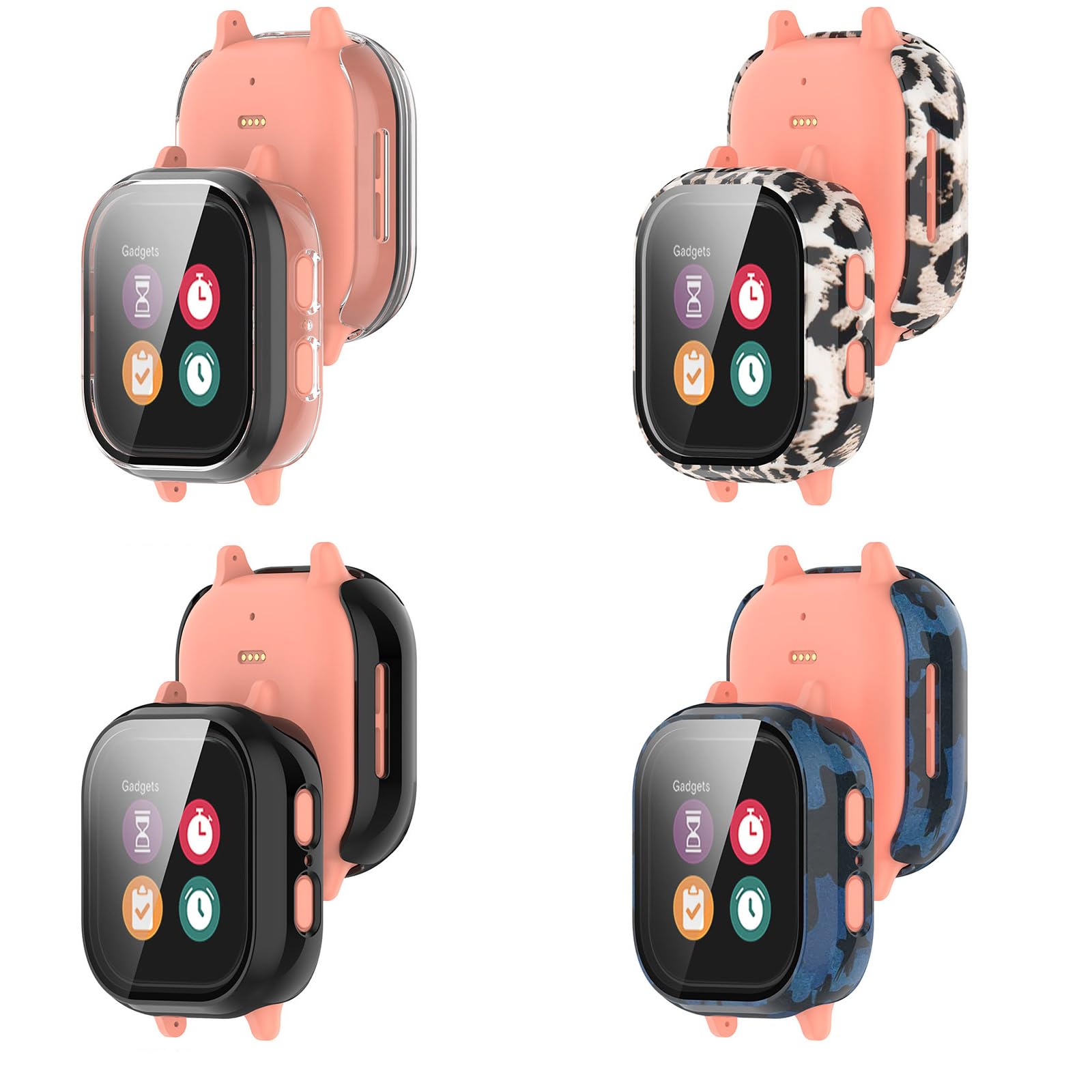 MOTONG Full Coverage PC Protective Case & Tempered Glass Screen Protector for Gizmo Watch 2 - Durable Scratch-Resistant Cover (Black) | Perfect for Kids' Outdoor Activities, School & Sports Protection