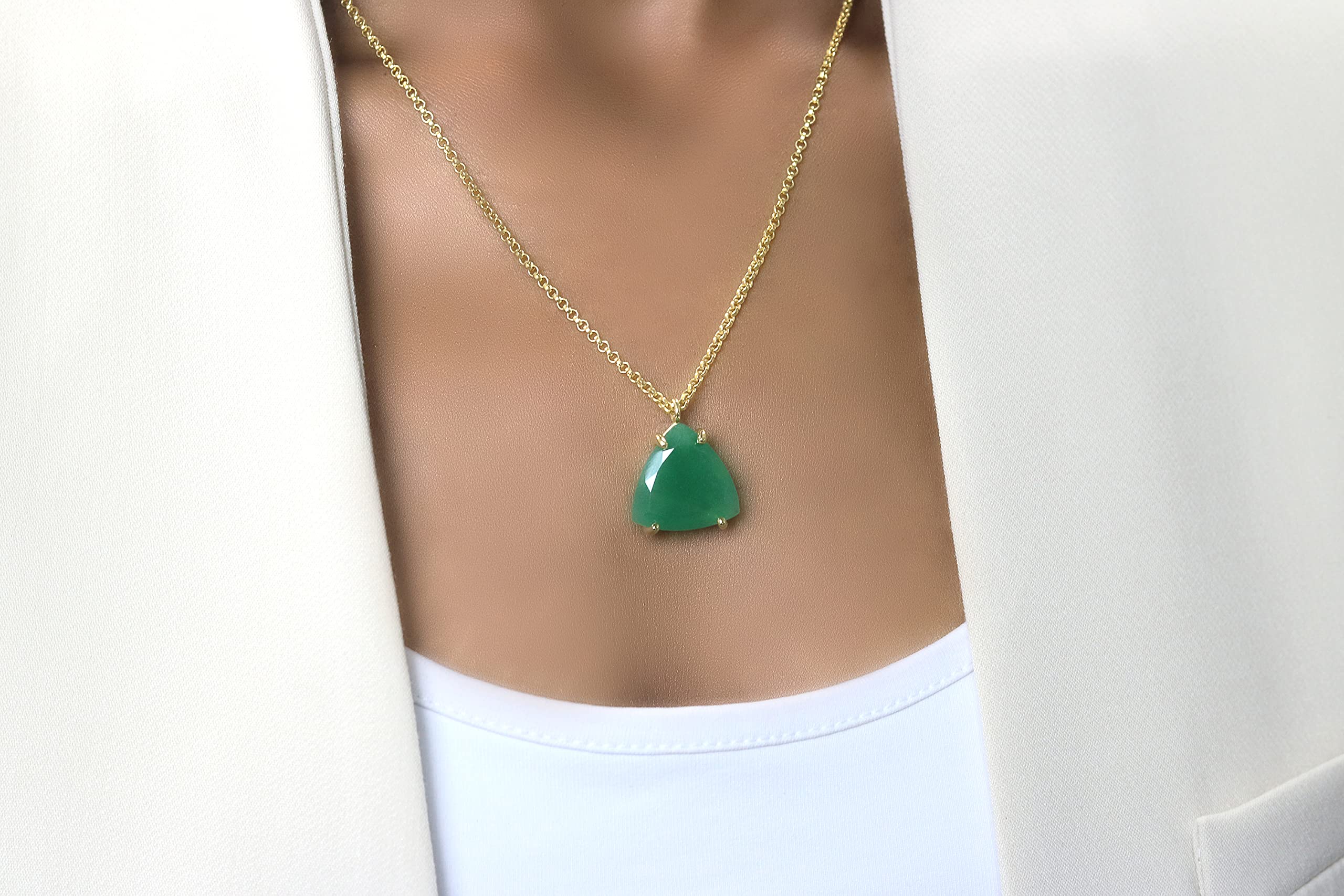 Anemone Trillion Green Aventurine Necklace - Handmade Bohemian Gemstone Pendant Jewelry for Women - Adjustable Statement Necklace for Spiritual Healing, Meditation & Boho Fashion