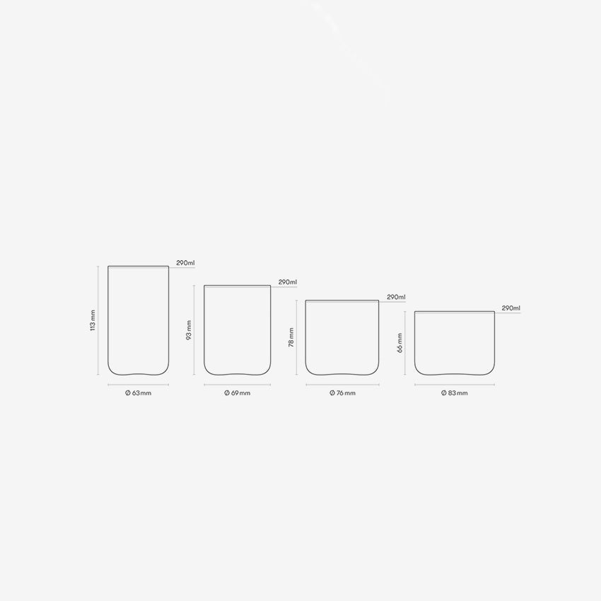 Aarke Nesting Glasses Set - 4-Piece Stackable Drinking Glasses for Cocktails, Juice & Water | Perfect for Small Spaces, Barware & Kitchen Storage