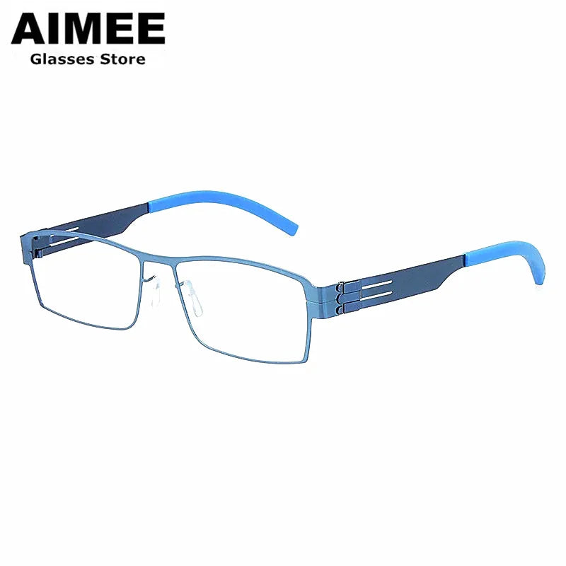 Aimee Unisex Full Rim Square Screwless Steel Eyeglasses Frame 1180 - Lightweight Durable Glasses for Men & Women - Perfect for Reading, Work, and Everyday Use