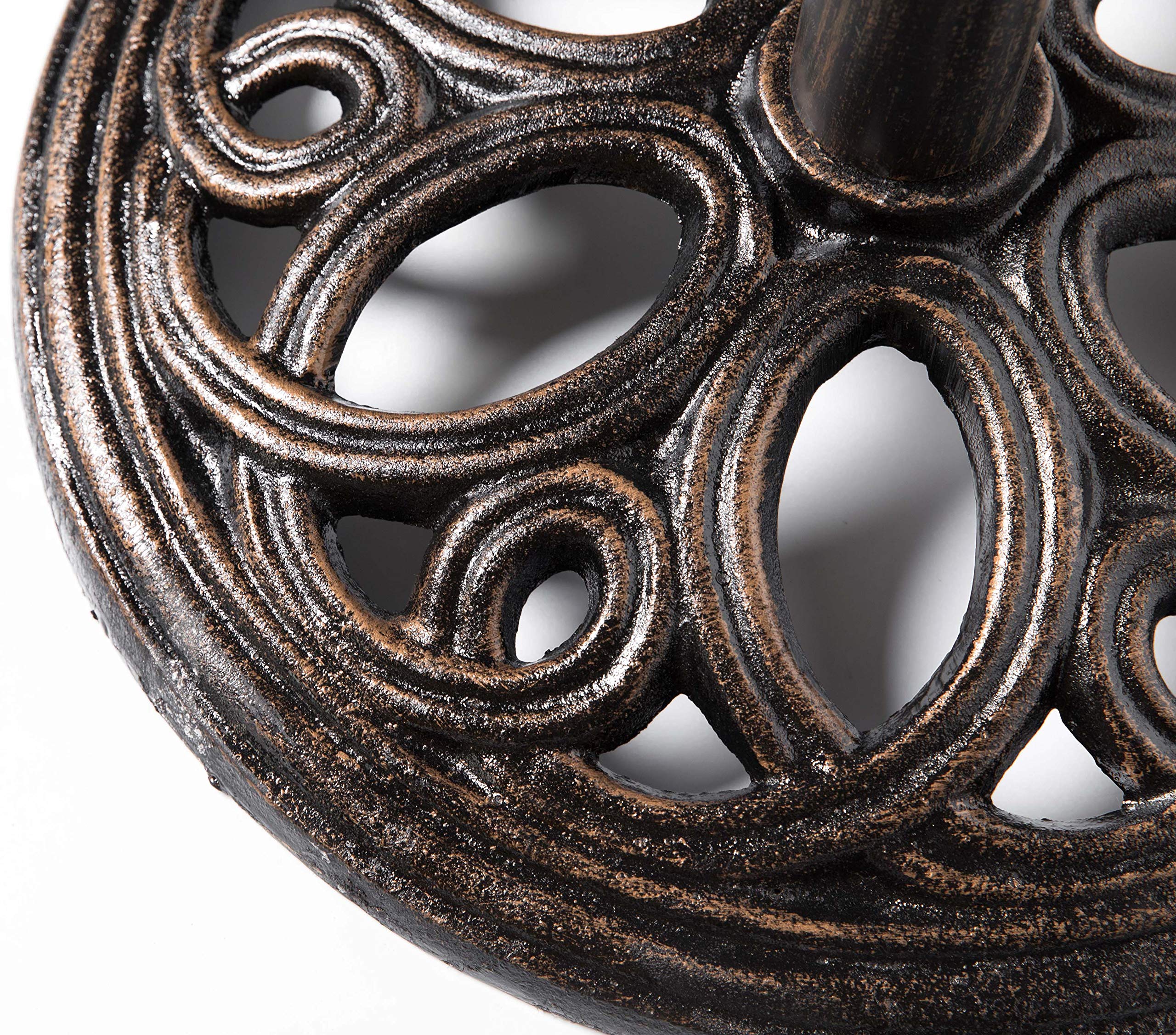 Gardenised QI003817 Heavy Duty 24 lbs Cast Iron Patio Umbrella Base - Round Bronze Outdoor Weighted Stand for Market Umbrellas | Perfect for Poolside, Garden, Deck, and Patio Furniture Stability