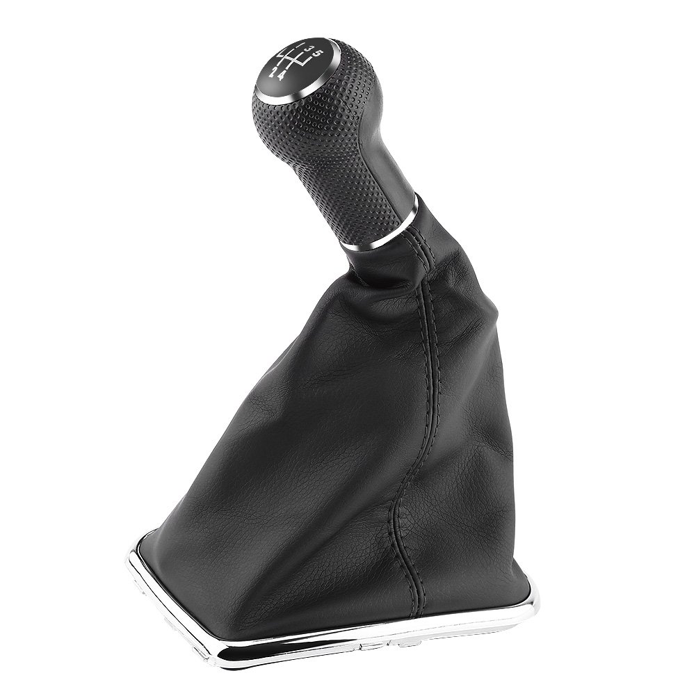 Qiilu 5-Speed Manual Shift Knob & Gearstick Gaiter Boot Kit - Compatible with VW Golf 4 (1999-2004) - Perfect for Car Interior Upgrade & DIY Installation