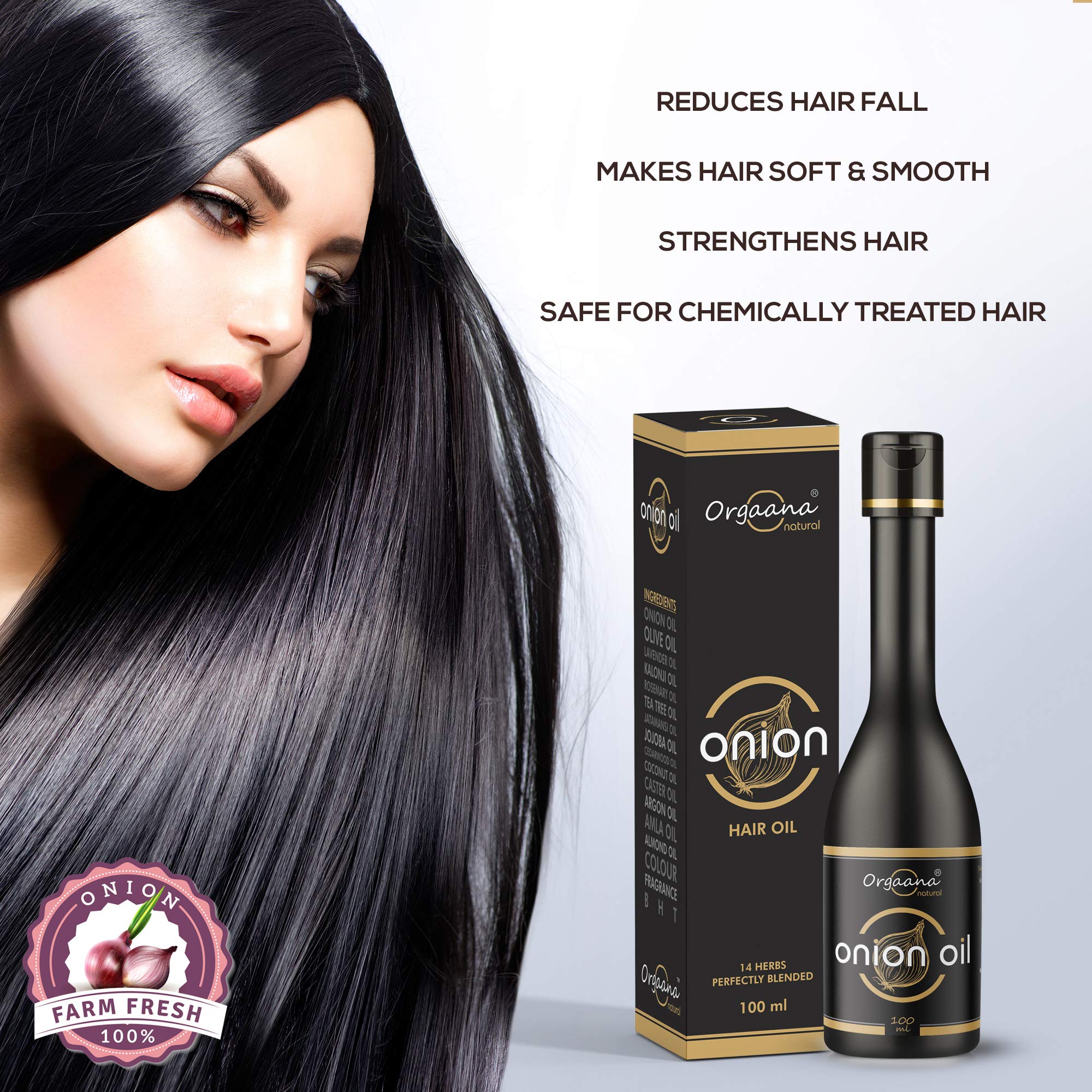 Orgaana Natural Herbal Onion Oil for Anti-Dandruff & Hair Growth - 100ml with 14 Essential Oils - Scalp Treatment for Dry, Itchy Scalp & Hair Loss Prevention | Perfect for Daily Hair Care & Scalp Massage