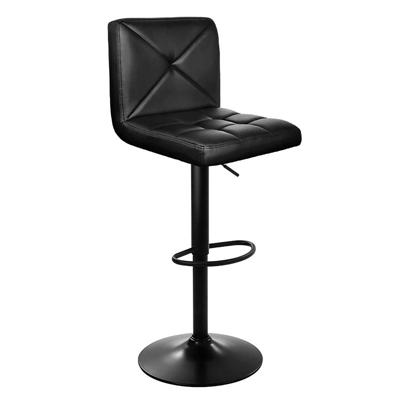 4 Bar Stools with Gas Lift Mechanism - Black Leather Swivel Bar Chairs for Kitchen Island, Breakfast Nook & Home Bar Seating