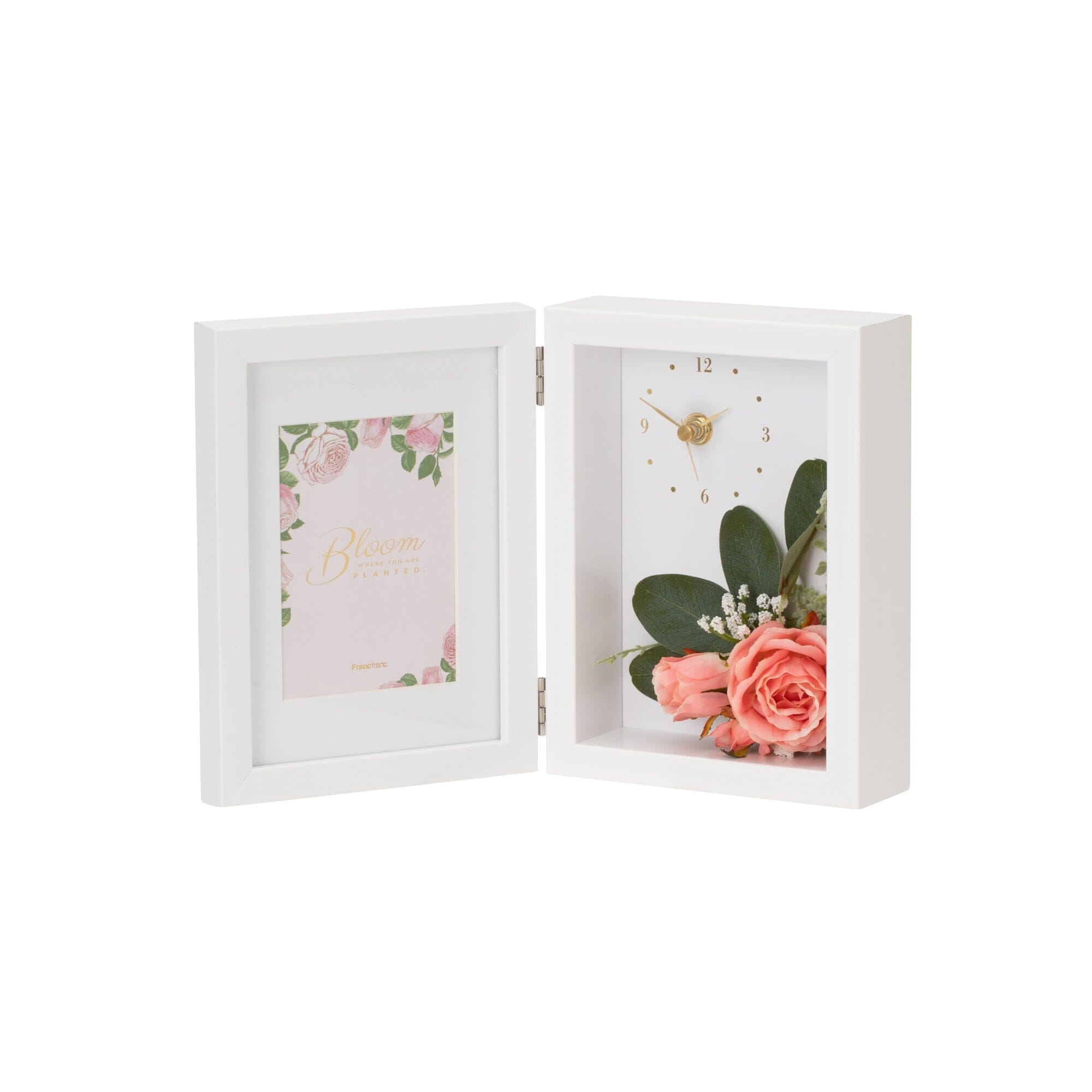 Pink Floral Photo Frame with Built-in Clock - Perfect for Home Decor, Bedroom, Living Room & Gift Ideas