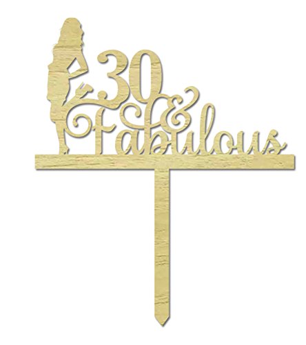 30 Fabulous Custom Birthday Cake Topper - Personalized Rustic Wooden Cake Decoration (6-7 Inches Wide) for Weddings, Anniversaries & Special Celebrations