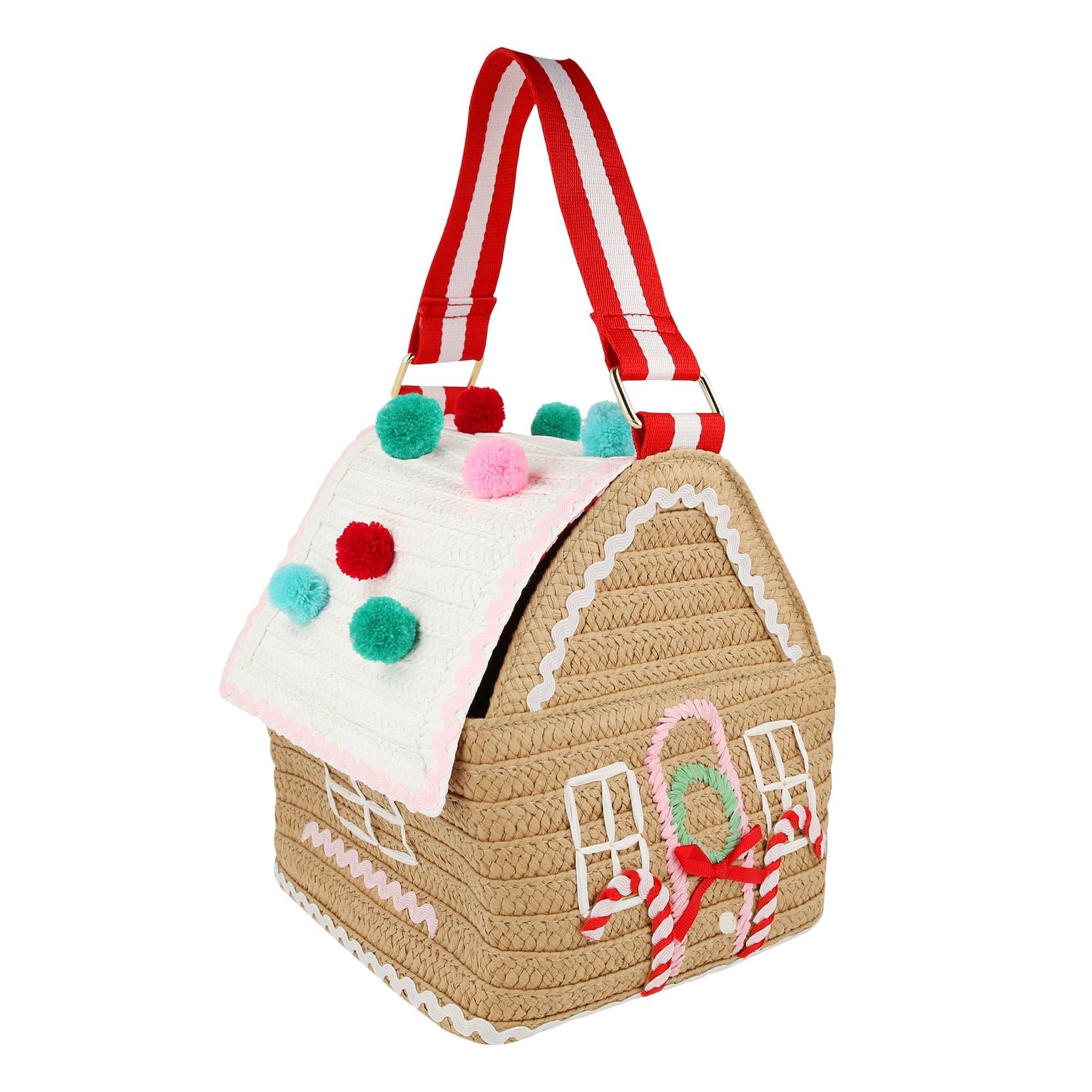 Gingerbread House Shaped Tote Bag - Christmas Holiday Gift & Party Favor - Perfect for Xmas Decorations, Gift Wrapping & Festive Shopping