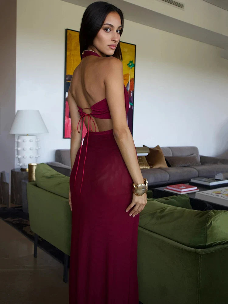 Sexy Backless Maxi Dress for Women - Elegant Lace Up Sleeveless Bodycon Long Dress for Club, Party & Evening Wear | Perfect for Date Night, Cocktail Events & Special Occasions