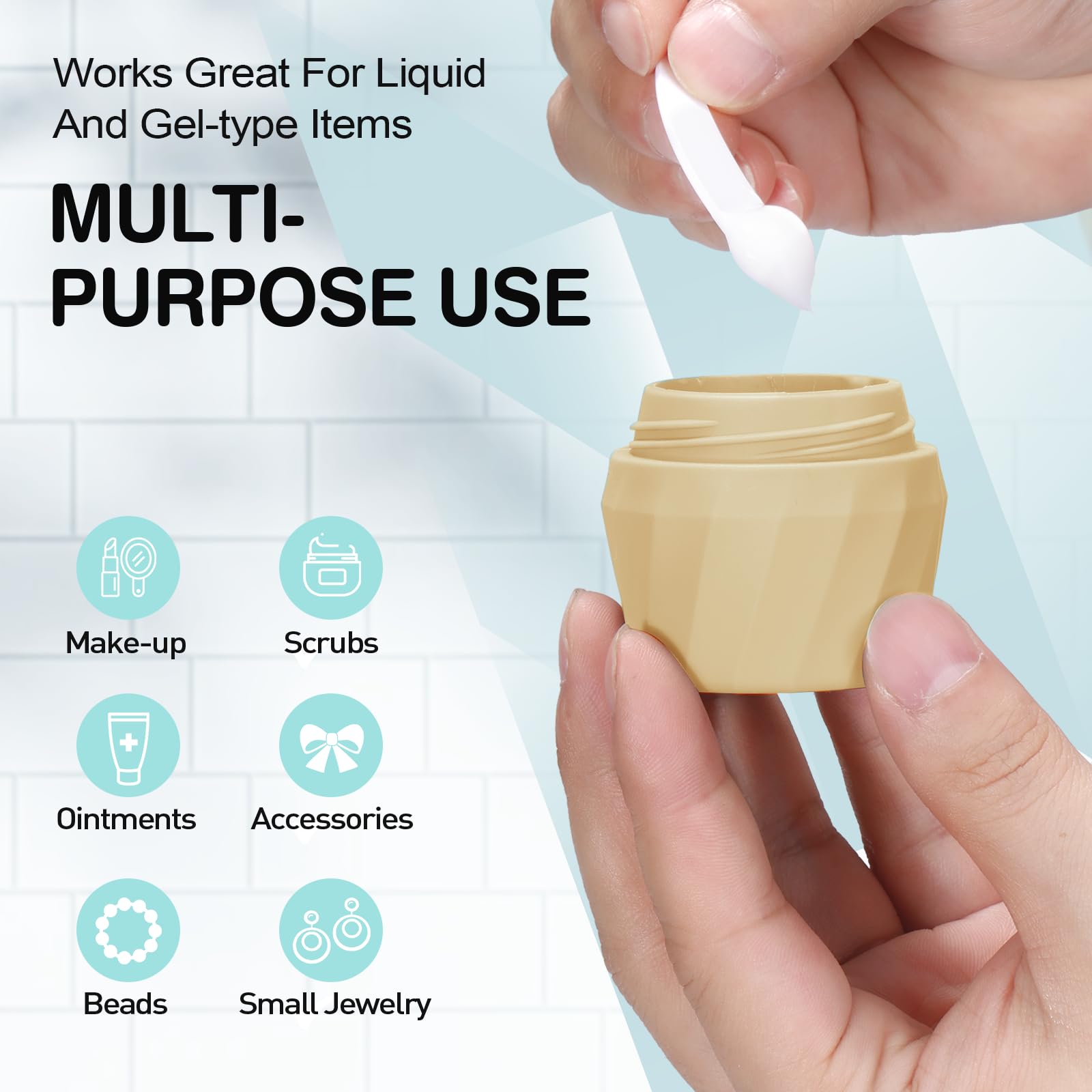 14-Pack TSA Approved Leak-Proof Travel Bottles for Toiletries - Premium Silicone Refillable Squeeze Bottles & Cream Jars Set with Clear Bag (Apricot) - Perfect for Air Travel, Camping & Gym Essentials Organization