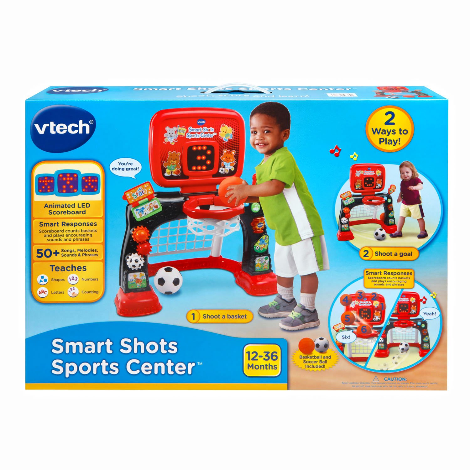 VTech Smart Shots Sports Center - Interactive Basketball & Soccer Toy for Toddlers & Kids Ages 1-3 Years - Early Learning Activity Toy for Motor Skills Development - Perfect for Playrooms, Daycares & Birthday Gifts