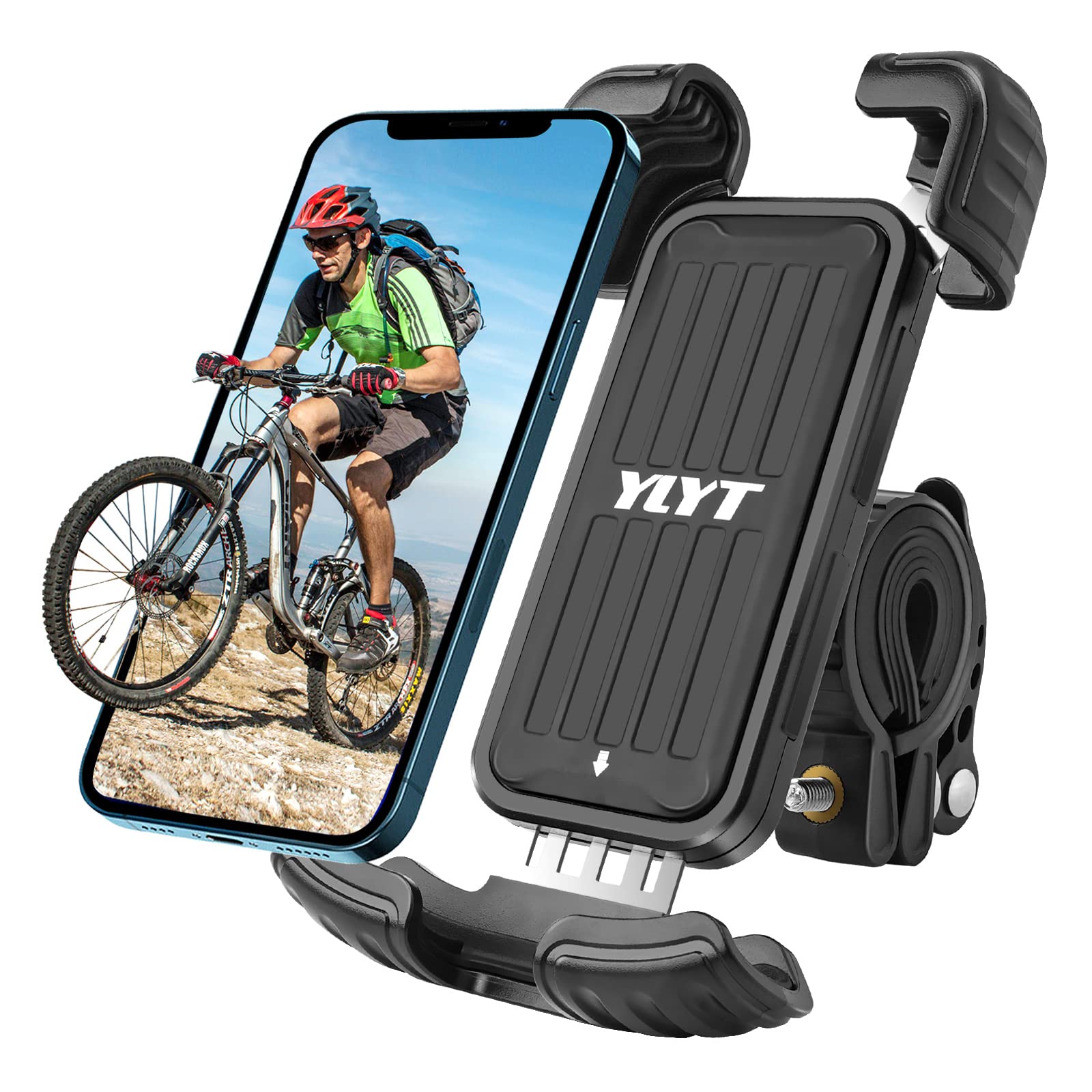 Universal Bike Phone Holder - Waterproof Motorcycle & Bicycle Handlebar Phone Mount, Adjustable Phone Clamp for iPhone 14/13/12 Pro Max, Galaxy S22/S21, 4.7