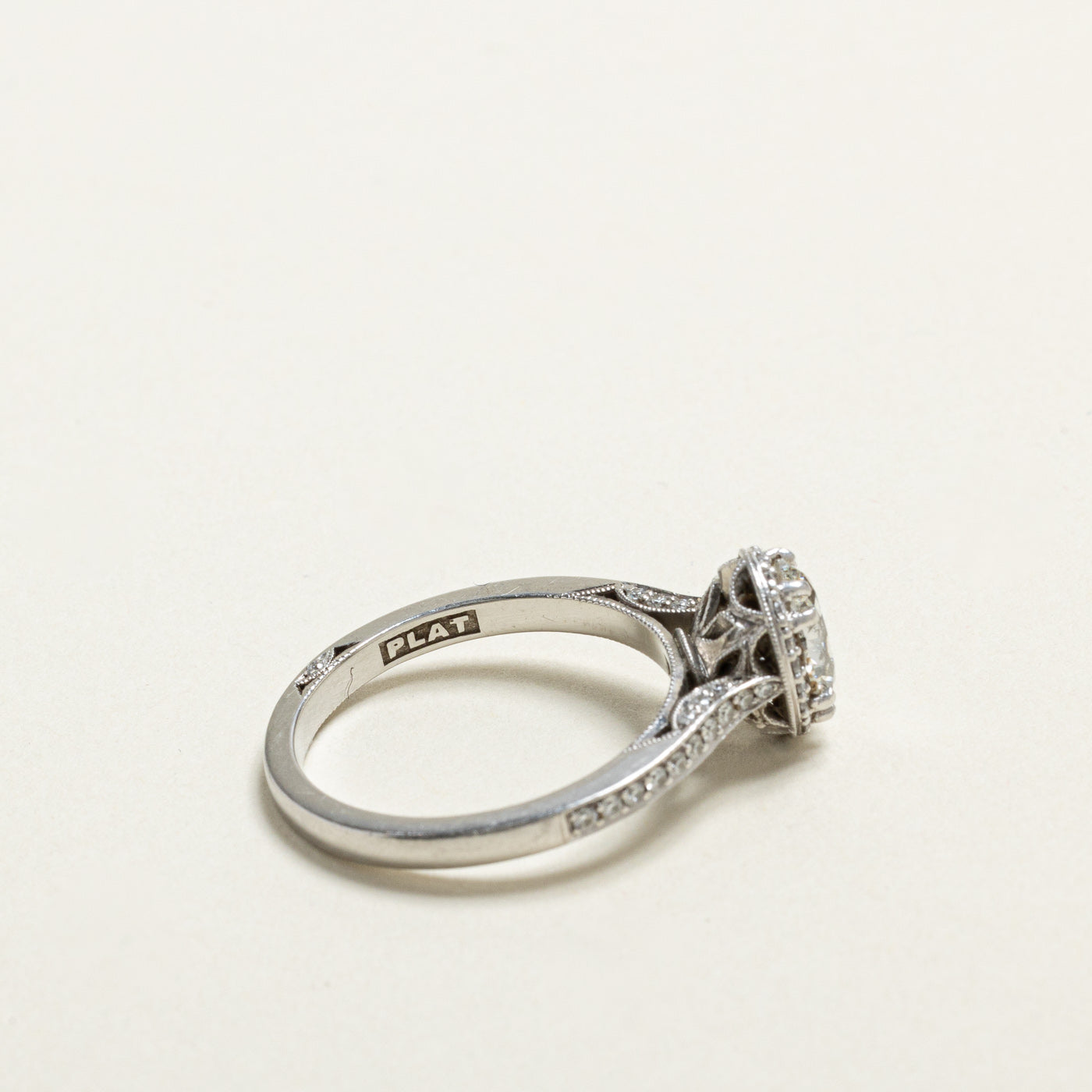 Tacori GIA Certified Halo Diamond Engagement Ring 1.2ct VS2 F with 0.30ctw Side Stones - Size 8 | Elegant Proposal & Wedding Jewelry for Brides
