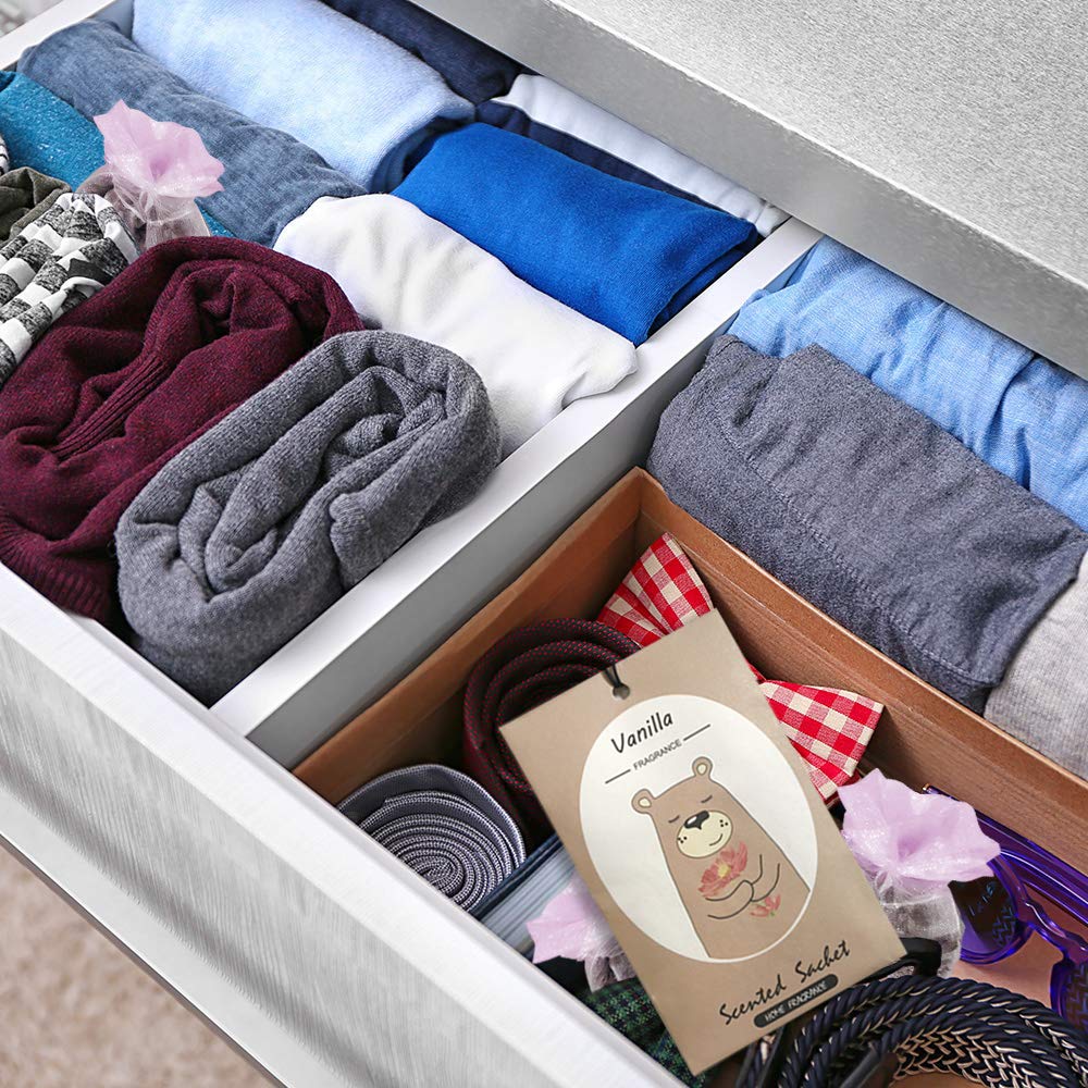 14 Pack Scented Drawer & Closet Sachets - Lavender, Vanilla & Ocean Breeze Fragrance | Freshen Clothes, Linens & Small Spaces | Wardrobe & Storage Organizer
