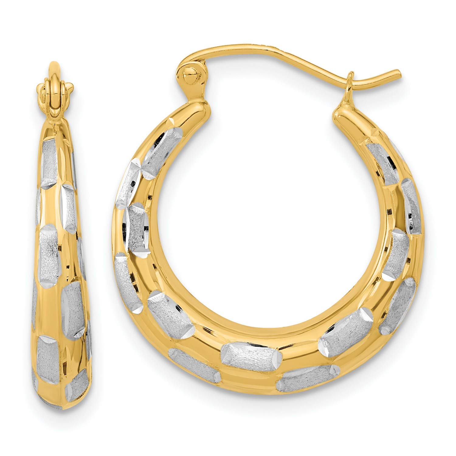 14K Multi-Tone Gold Polished & Satin Hoop Earrings - 20mm Elegant Dangle Earrings for Women, Perfect for Parties, Weddings & Everyday Wear