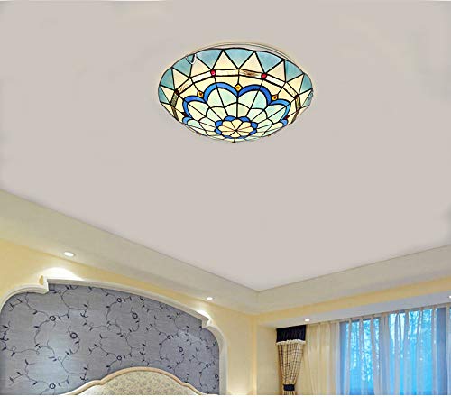 Tiffany-Style Stained Glass Ceiling Light Fixture - 16