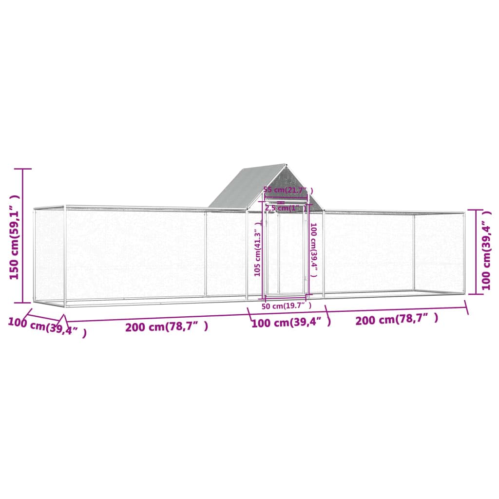 **vidaXL Spacious Chicken Coop for Hens, Ducks, Geese - Durable Galvanized Steel Poultry House with Waterproof Roof & Lockable Door - Silver, 16.4'x3.3'x4.9' - Perfect for Backyard Farming & Pet Safety**