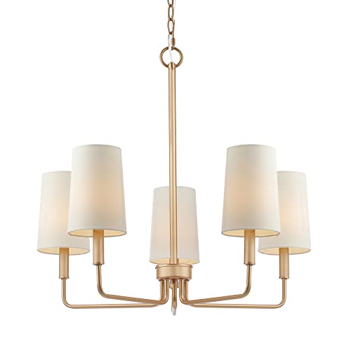 5-Light Muted Gold with Fabric Shades