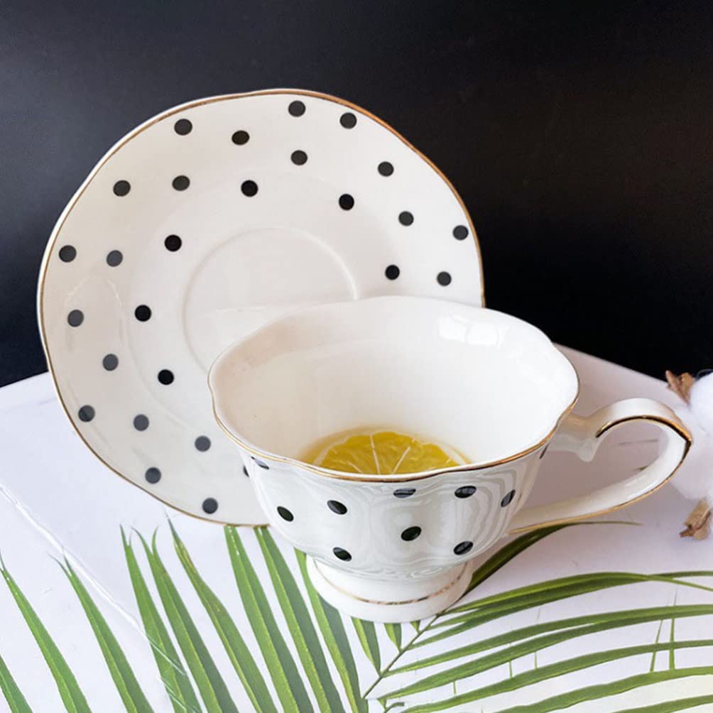 DOITOOL 16-Piece Porcelain Coffee Cup Set - White & Black Cappuccino Cups with Saucers, Tea Mugs, European Style Drinkware for Latte, Cafe, Travel - Perfect for Home, Office & Restaurant Use